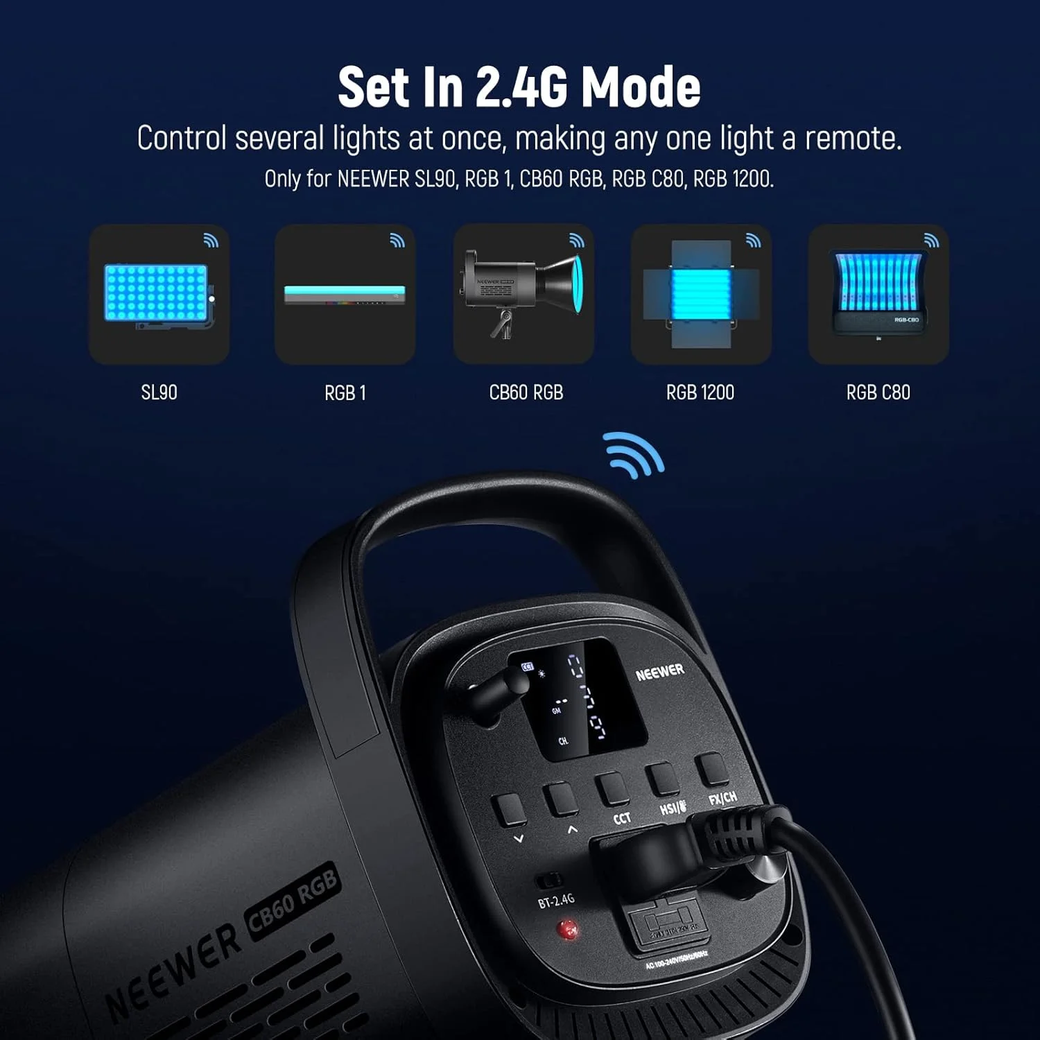 نور ویدئویی ال ای دی 70 وات RGB نیور CB60 با کنترل برنامه، مانت بوئنز COB نورپردازی خروجی مداوم تمام رنگی 18000Lux/1m CCT 2700K-6500K CRI97+ 17 صحنه برای عکاسی/ضبط ویدئو استودیویی نور ویدئویی ال ای دی 70 وات RGB نیور CB60 با کنترل برنامه، مانت بوئنز COB نورپردازی خروجی مداوم تمام رنگی 18000Lux/1m CCT 2700K-6500K CRI97+ 17 صحنه برای عکاسی/ضبط ویدئو استودیویی