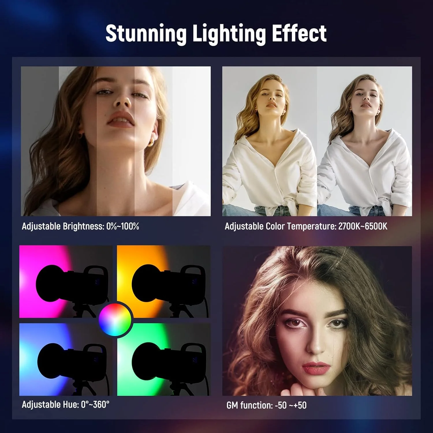 نور ویدئویی ال ای دی 70 وات RGB نیور CB60 با کنترل برنامه، مانت بوئنز COB نورپردازی خروجی مداوم تمام رنگی 18000Lux/1m CCT 2700K-6500K CRI97+ 17 صحنه برای عکاسی/ضبط ویدئو استودیویی نور ویدئویی ال ای دی 70 وات RGB نیور CB60 با کنترل برنامه، مانت بوئنز COB نورپردازی خروجی مداوم تمام رنگی 18000Lux/1m CCT 2700K-6500K CRI97+ 17 صحنه برای عکاسی/ضبط ویدئو استودیویی