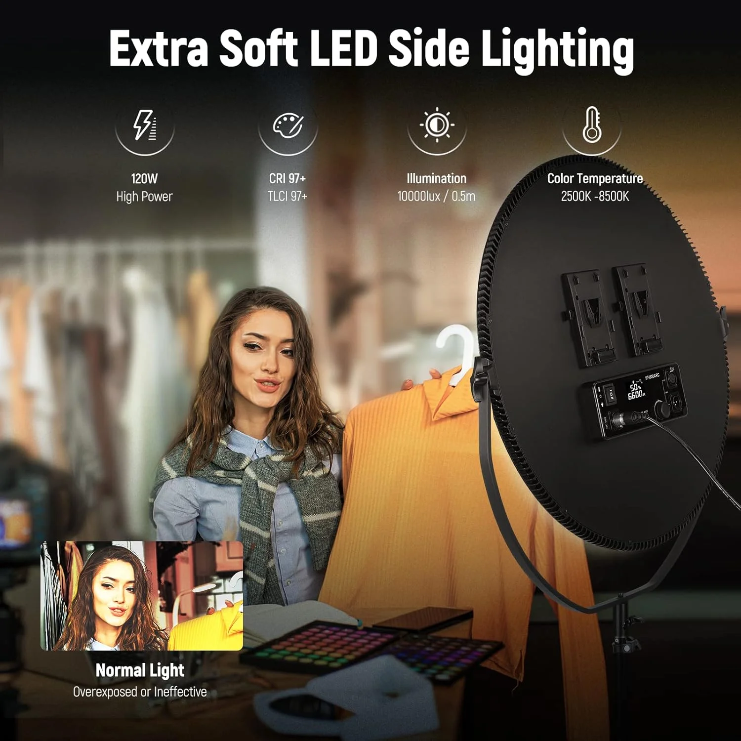 نور پنلی گرد NEEWER با کنترل 2.4G و DMX، نور فلپجک LED دو رنگ 24 اینچی 120 واتی با کیف و کنترل از راه دور 2.4G (بدون باتری)، نور پرکننده برای پخش زنده، NL-500ARC نور پنلی گرد NEEWER با کنترل 2.4G و DMX، نور فلپجک LED دو رنگ 24 اینچی 120 واتی با کیف و کنترل از راه دور 2.4G (بدون باتری)، نور پرکننده برای پخش زنده، NL-500ARC