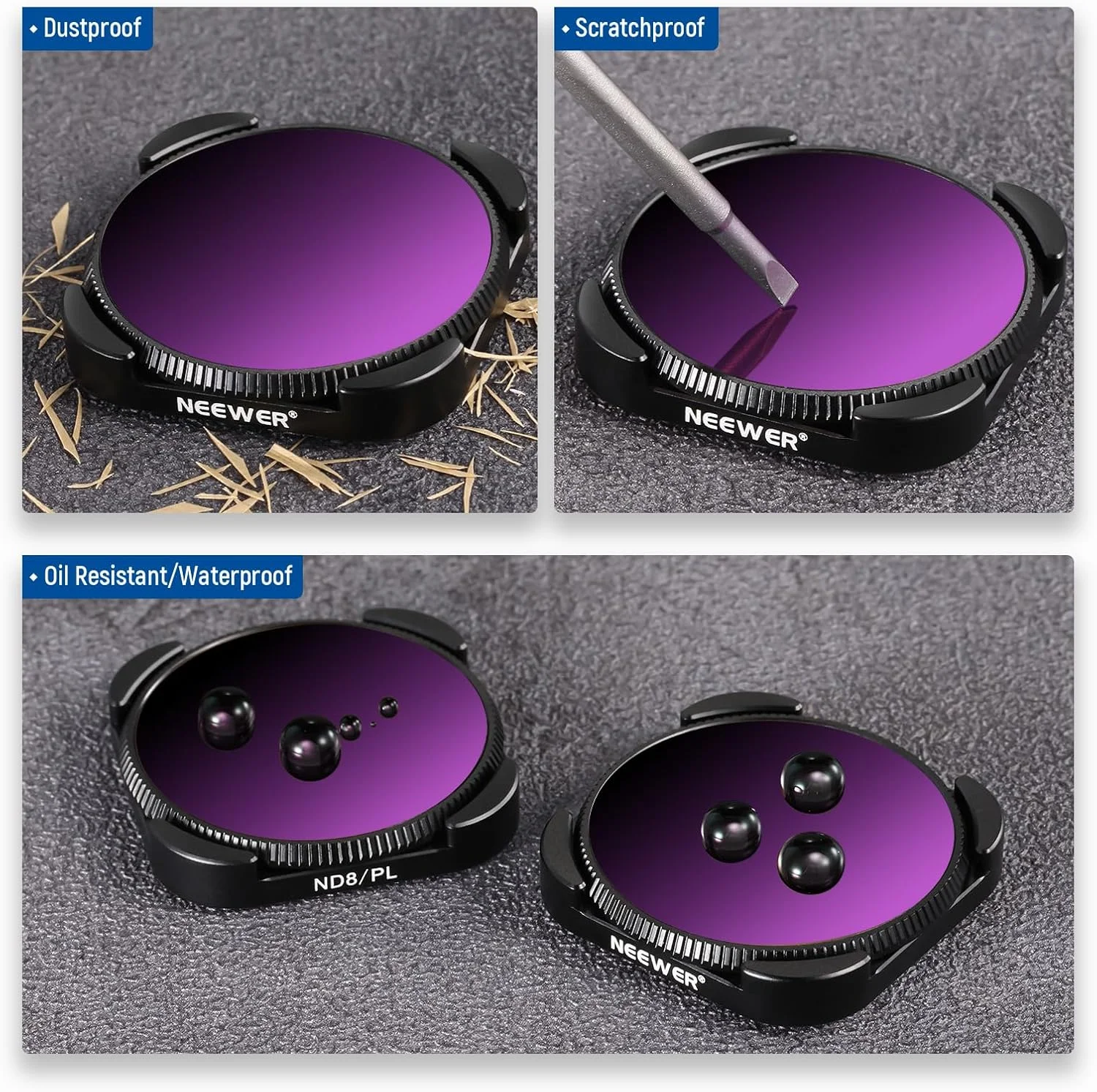 مجموعه فیلتر ND/CPL نیور سازگار با GoPro Hero 12 11 10 9، بسته 4 عددی (ND8/PL، ND16/PL، ND32/PL، ND64/PL) فیلترهای پلاریزه با تراکم خنثی، لوازم جانبی دوربین اکشن با شیشه اپتیکال HD چند لایه مجموعه فیلتر ND/CPL نیور سازگار با GoPro Hero 12 11 10 9، بسته 4 عددی (ND8/PL، ND16/PL، ND32/PL، ND64/PL) فیلترهای پلاریزه با تراکم خنثی، لوازم جانبی دوربین اکشن با شیشه اپتیکال HD چند لایه