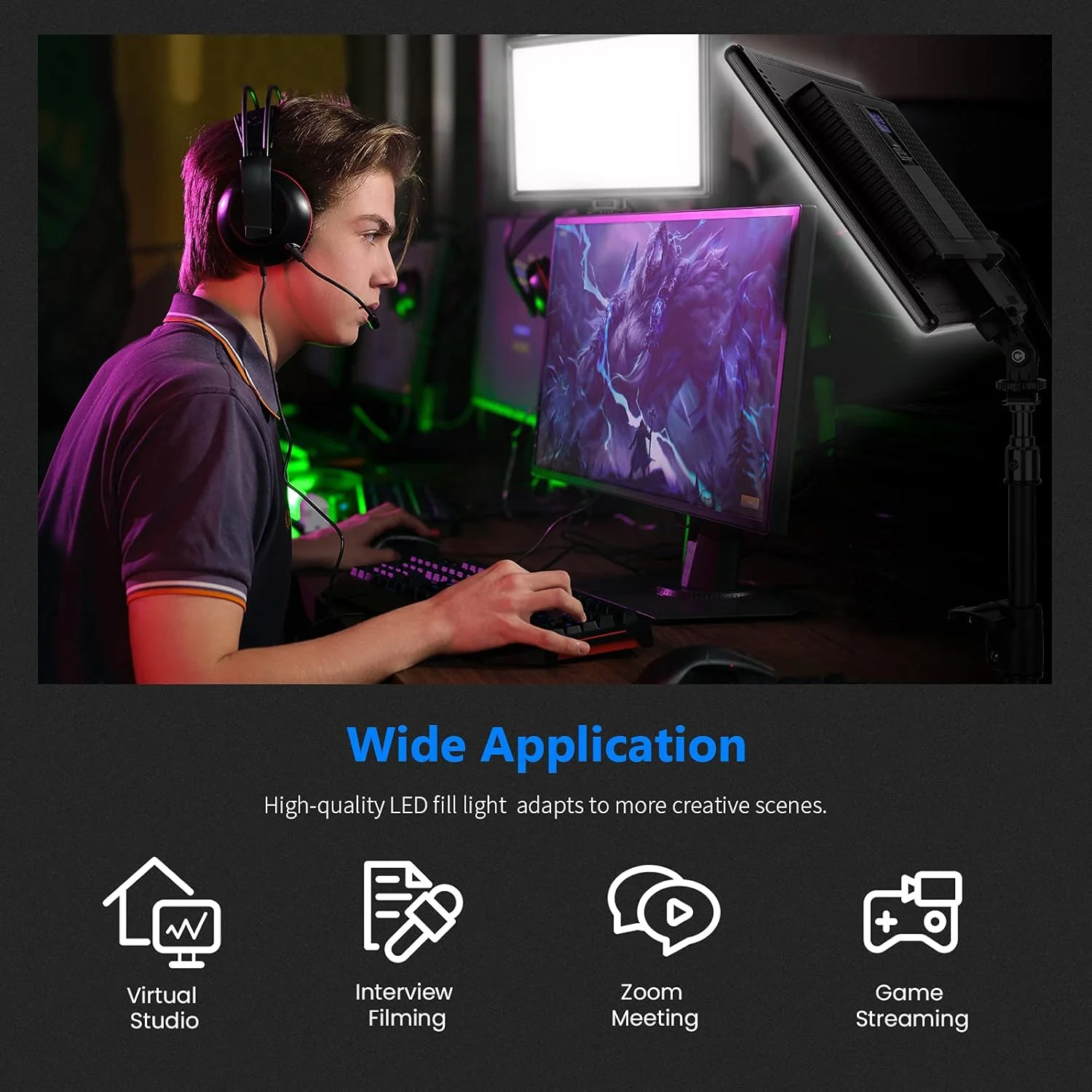 ست پنل نور ال ای دی 13 اینچی NEEWER با سه پایه، نور استریمینگ با باتری لیتیومی، بسته 2 عددی، نور نرم ال ای دی، 3200K-5600K، CRI 97+ 2400lux، نور استودیویی برای بازی زنده، دوربین یوتیوب ست پنل نور ال ای دی 13 اینچی NEEWER با سه پایه، نور استریمینگ با باتری لیتیومی، بسته 2 عددی، نور نرم ال ای دی، 3200K-5600K، CRI 97+ 2400lux، نور استودیویی برای بازی زنده، دوربین یوتیوب