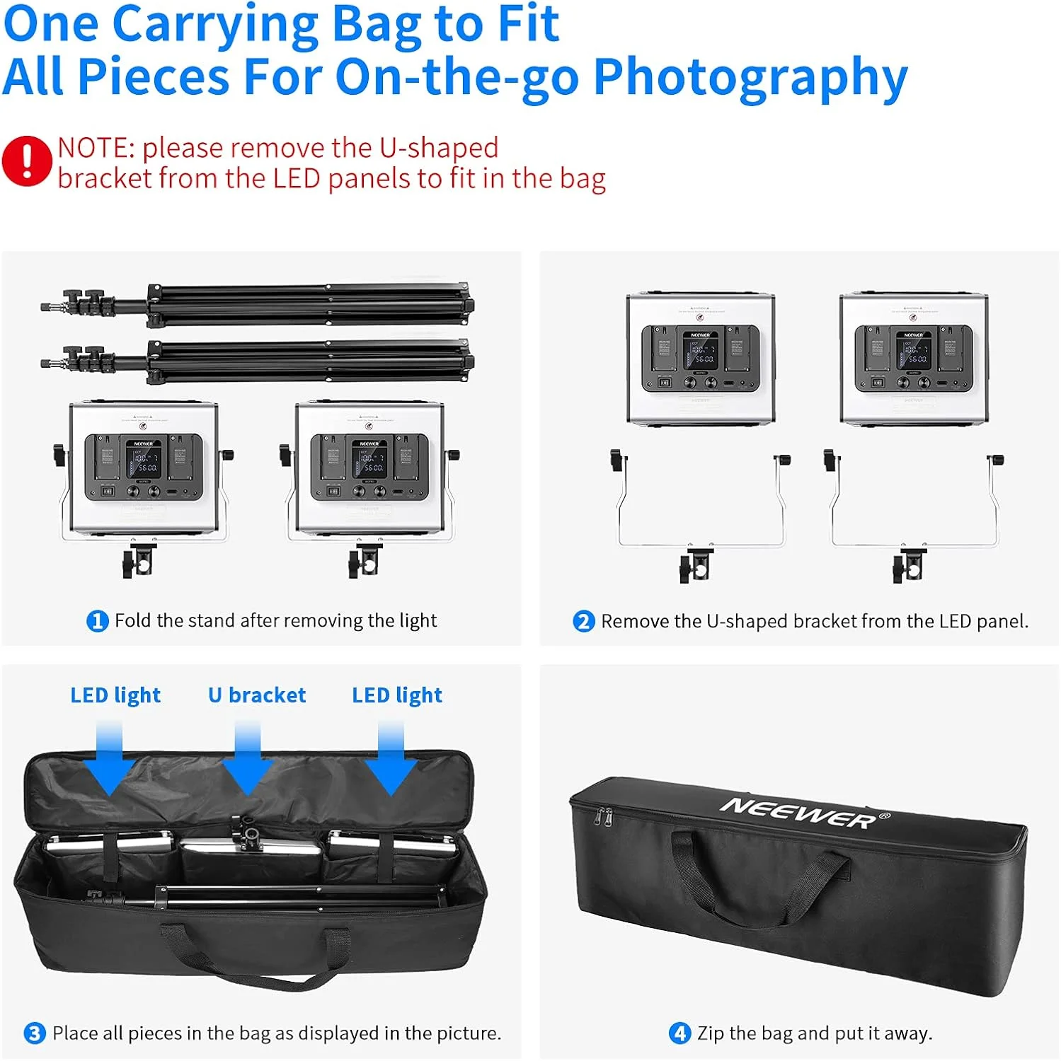 نور ال ای دی RGB مدل Neewer 480 با قابلیت کنترل از طریق اپلیکیشن (2 عدد)، کیت نورپردازی ویدئویی عکاسی به همراه پایه و کیف، 480 ال ای دی SMD با CRI95/3200K-5600K/ روشنایی 0-100%/ رنگ های قابل تنظیم 0-360/ 9 حالت نوری کاربردی نور ال ای دی RGB مدل Neewer 480 با قابلیت کنترل از طریق اپلیکیشن (2 عدد)، کیت نورپردازی ویدئویی عکاسی به همراه پایه و کیف، 480 ال ای دی SMD با CRI95/3200K-5600K/ روشنایی 0-100%/ رنگ های قابل تنظیم 0-360/ 9 حالت نوری کاربردی