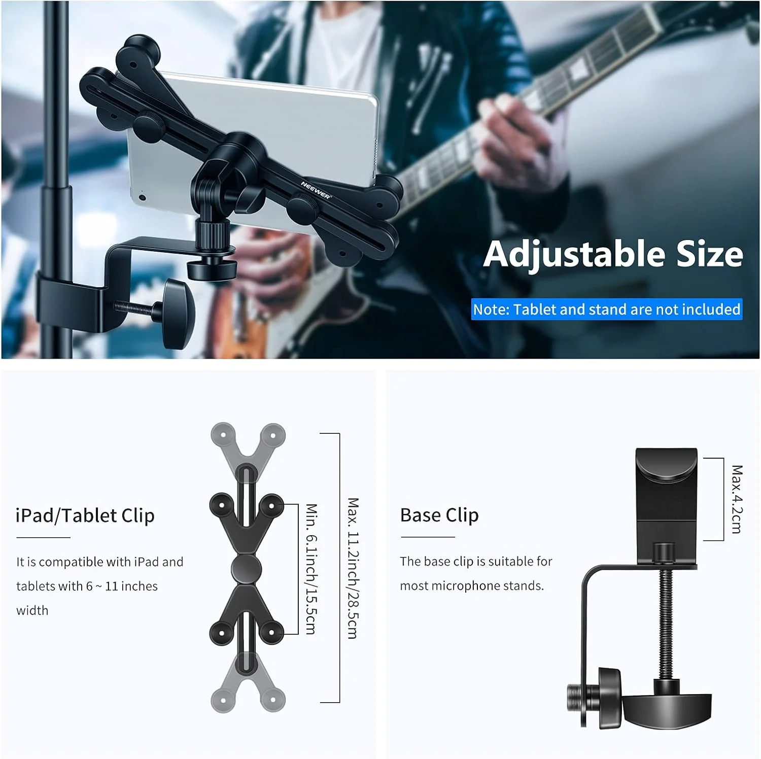 نگهدارنده تبلت قابل تنظیم نیور 6-11 اینچی برای پایه میکروفون موسیقی با نگهدارنده چرخان 360 درجه برای اپل آیپد پرو ایر مینی گوگل نکسوس سامسونگ گلکسی نگهدارنده تبلت قابل تنظیم نیور 6-11 اینچی برای پایه میکروفون موسیقی با نگهدارنده چرخان 360 درجه برای اپل آیپد پرو ایر مینی گوگل نکسوس سامسونگ گلکسی