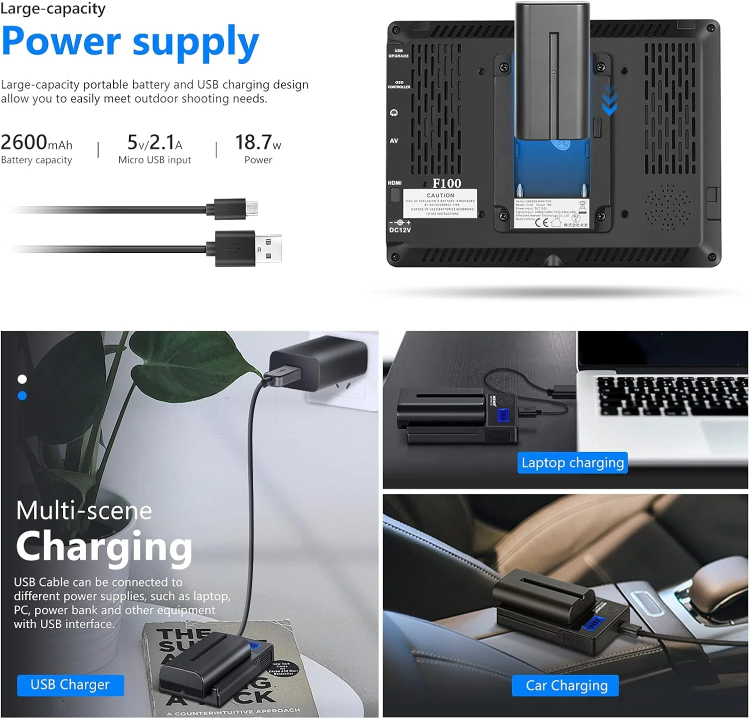 مانیتور 7 اینچی Neewer F100، دستیار ویدیویی HD باریک IPS با رزولوشن 1280x800، ورودی HDMI 1080p به همراه باتری لیتیوم یونی 2600mAh/شارژر USB و کیف حمل، مناسب برای دوربین های DSLR، استابلایزر و تجهیزات فیلمبرداری مانیتور 7 اینچی Neewer F100، دستیار ویدیویی HD باریک IPS با رزولوشن 1280x800، ورودی HDMI 1080p به همراه باتری لیتیوم یونی 2600mAh/شارژر USB و کیف حمل، مناسب برای دوربین های DSLR، استابلایزر و تجهیزات فیلمبرداری