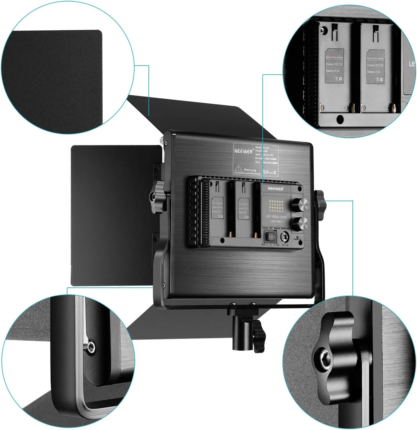 نورهای ویدئویی LED دو رنگ فلزی حرفه ای NEEWER، نور ویدئو برای استودیو یوتیوب، قاب فلزی بادوام، 660 مهره دیمر پذیر، نور عکس با براکت U و بارندور، 3200-5600K CRI96+ نورهای ویدئویی LED دو رنگ فلزی حرفه ای NEEWER، نور ویدئو برای استودیو یوتیوب، قاب فلزی بادوام، 660 مهره دیمر پذیر، نور عکس با براکت U و بارندور، 3200-5600K CRI96+