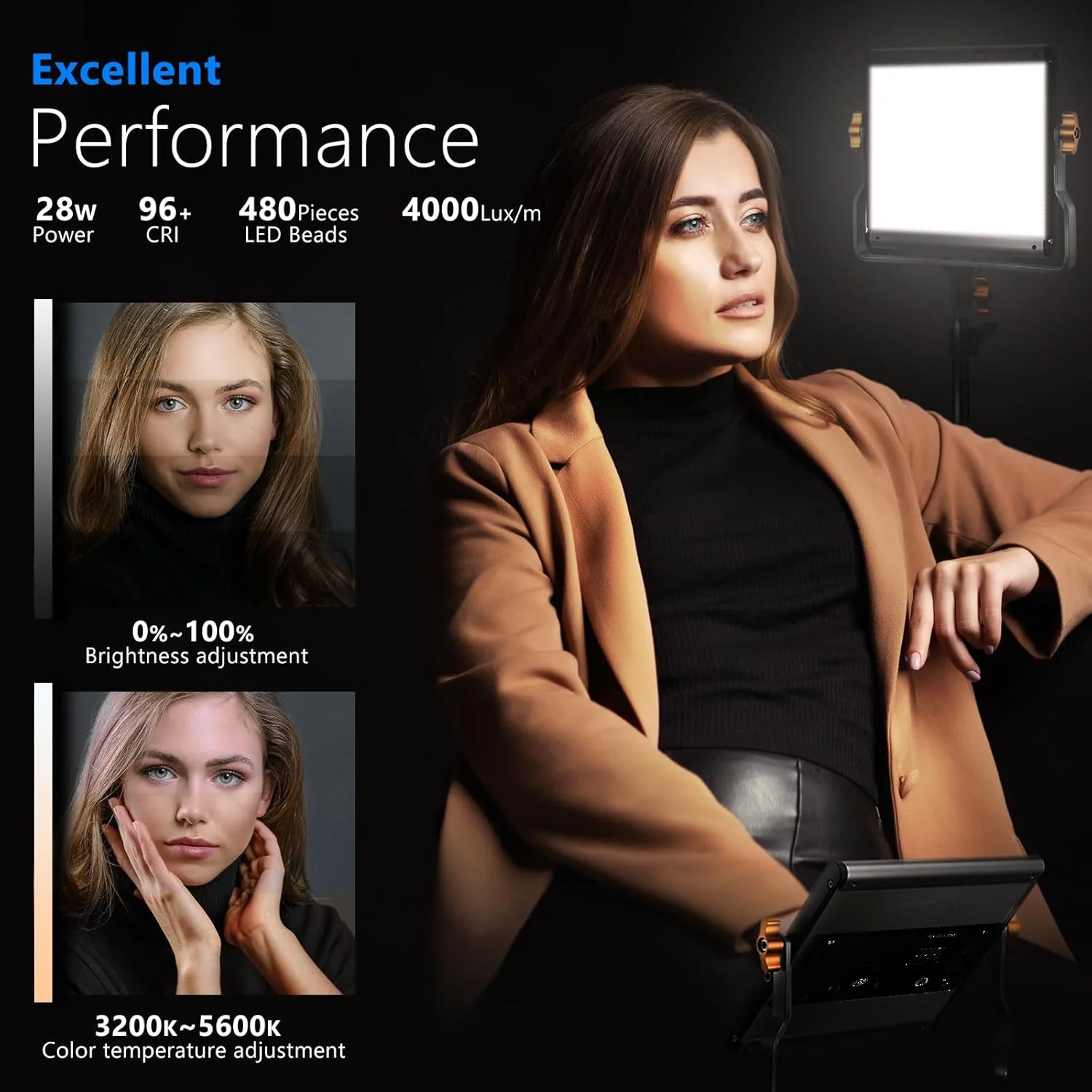 نور ویدئویی حرفه ای LED دو رنگ قابل تنظیم Neewer با براکت U برای استودیو، کیت نورپردازی عکاسی و فیلمبرداری در فضای باز یوتیوب، قاب فلزی بادوام، 480 مهره LED، 3200-5600K، CRI 96+ نور ویدئویی حرفه ای LED دو رنگ قابل تنظیم Neewer با براکت U برای استودیو، کیت نورپردازی عکاسی و فیلمبرداری در فضای باز یوتیوب، قاب فلزی بادوام، 480 مهره LED، 3200-5600K، CRI 96+