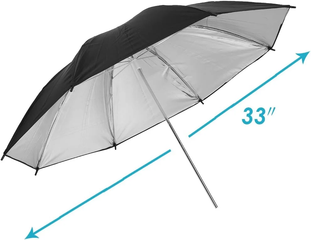 Neewer 2 عدد چتر بازتابنده نور استودیویی حرفه ای 84 سانتی متری مشکی/نقره ای Neewer 2 عدد چتر بازتابنده نور استودیویی حرفه ای 84 سانتی متری مشکی/نقره ای