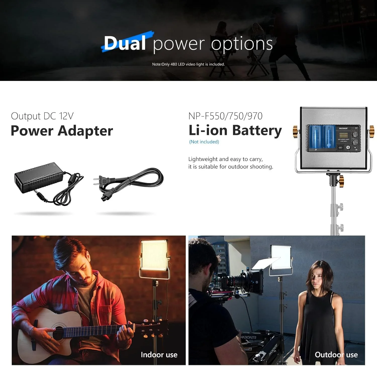 نور ویدئویی حرفه ای LED دو رنگ قابل تنظیم Neewer با براکت U برای استودیو، کیت نورپردازی عکاسی و فیلمبرداری در فضای باز یوتیوب، قاب فلزی بادوام، 480 مهره LED، 3200-5600K، CRI 96+ نور ویدئویی حرفه ای LED دو رنگ قابل تنظیم Neewer با براکت U برای استودیو، کیت نورپردازی عکاسی و فیلمبرداری در فضای باز یوتیوب، قاب فلزی بادوام، 480 مهره LED، 3200-5600K، CRI 96+