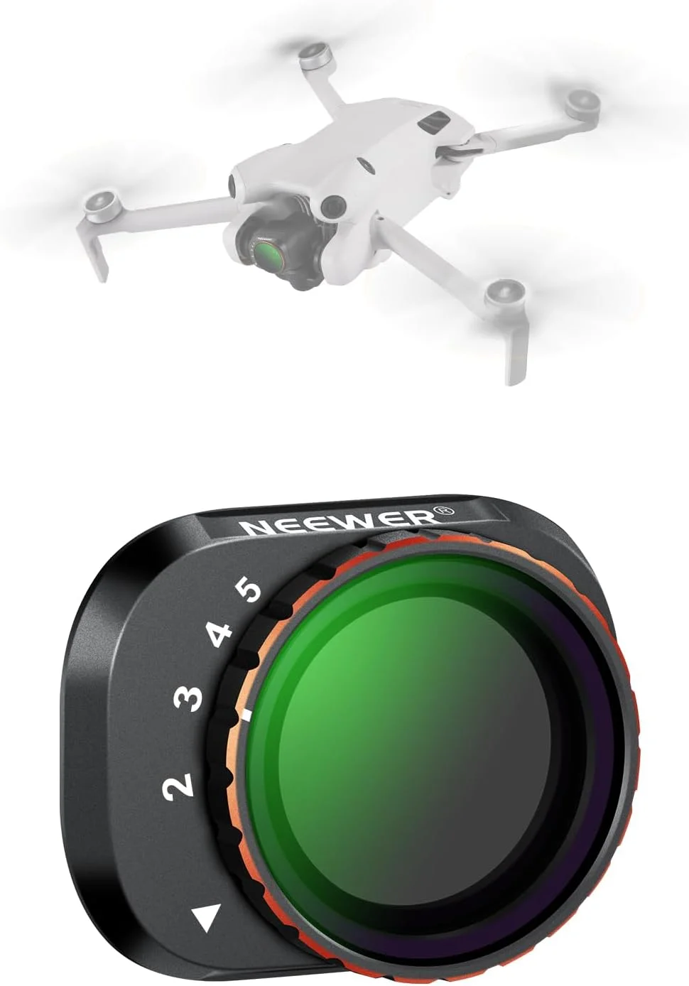 فیلتر ND متغیر NEEWER سازگار با DJI Mini 4 Pro، ND2-32 1-5 استاپ، نصب آسان، شیشه اپتیکال HD چند لایه، فریم فلزی باریک، لوازم جانبی لنز دوربین پهپاد برای عکاسی هوایی و ضبط ویدیو