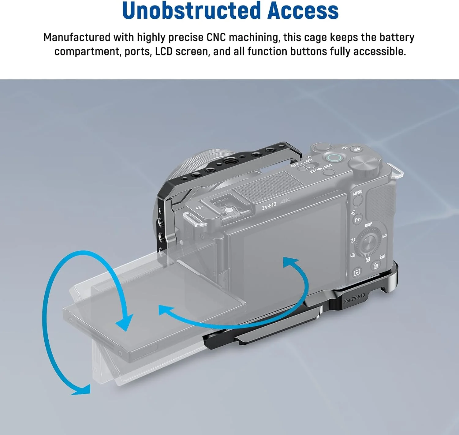 کیج دوربین NEEWER ZV-E10 با دسته سیلیکونی، رزوه 1/4 اینچی، سوراخ های موقعیت یابی ARRI 3/8 اینچی، پایه QR از نوع Arca، ریگ ویدیویی فلزی، سازگار با گریپ های SmallRig، گیمبال DJI RS، Sony ZV-E10 کیج دوربین NEEWER ZV-E10 با دسته سیلیکونی، رزوه 1/4 اینچی، سوراخ های موقعیت یابی ARRI 3/8 اینچی، پایه QR از نوع Arca، ریگ ویدیویی فلزی، سازگار با گریپ های SmallRig، گیمبال DJI RS، Sony ZV-E10