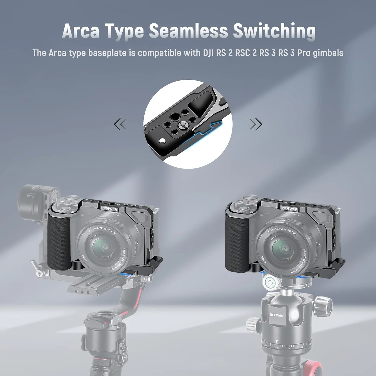 کیج دوربین NEEWER ZV-E10 با دسته سیلیکونی، رزوه 1/4 اینچی، سوراخ های موقعیت یابی ARRI 3/8 اینچی، پایه QR از نوع Arca، ریگ ویدیویی فلزی، سازگار با گریپ های SmallRig، گیمبال DJI RS، Sony ZV-E10 کیج دوربین NEEWER ZV-E10 با دسته سیلیکونی، رزوه 1/4 اینچی، سوراخ های موقعیت یابی ARRI 3/8 اینچی، پایه QR از نوع Arca، ریگ ویدیویی فلزی، سازگار با گریپ های SmallRig، گیمبال DJI RS، Sony ZV-E10