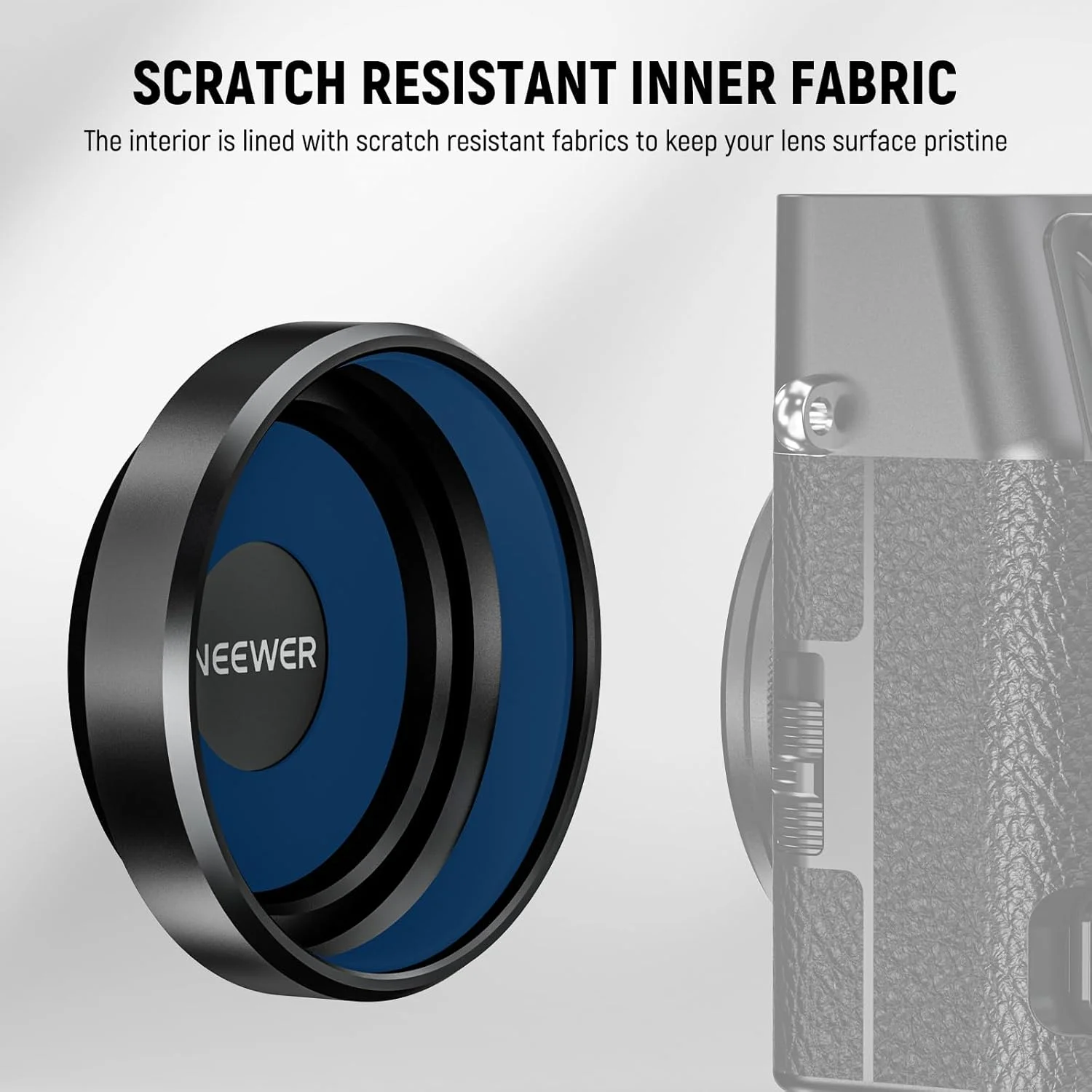 درب لنز NEEWER برای X100V و X100VI، پوشش محافظ لنز ضربه ای از جنس آلیاژ آلومینیوم با فضای داخلی ضد خش، سازگار با Fujifilm X100V و X100VI، مشکی، CA113 درب لنز NEEWER برای X100V و X100VI، پوشش محافظ لنز ضربه ای از جنس آلیاژ آلومینیوم با فضای داخلی ضد خش، سازگار با Fujifilm X100V و X100VI، مشکی، CA113