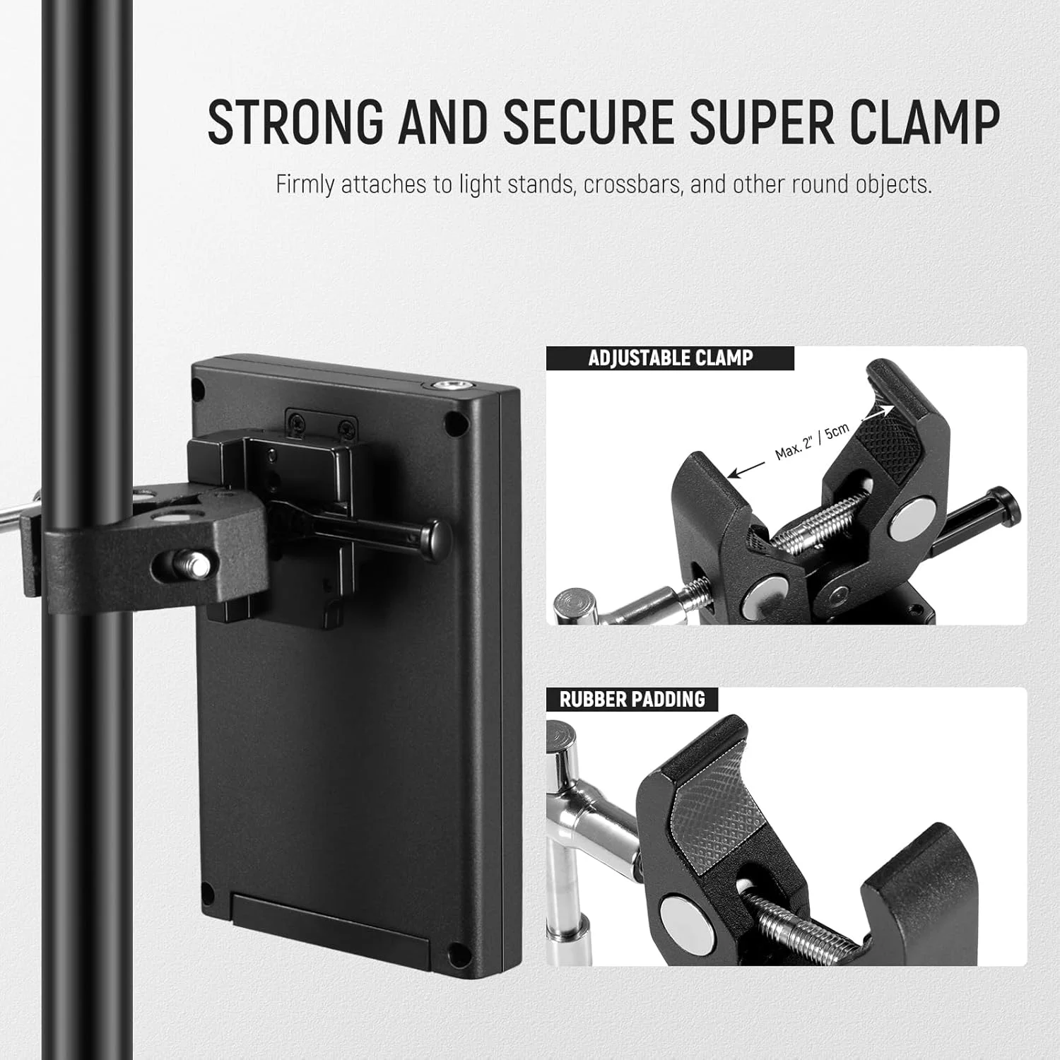 تبدیل باتری NP-F به V-Mount دو کاناله NEEWER برای نور ویدئویی LED با سوپر کلمپ و کابل DC، سازگار با باتری Sony NPF F970 F750، 60 وات تبدیل باتری NP-F به V-Mount دو کاناله NEEWER برای نور ویدئویی LED با سوپر کلمپ و کابل DC، سازگار با باتری Sony NPF F970 F750، 60 وات