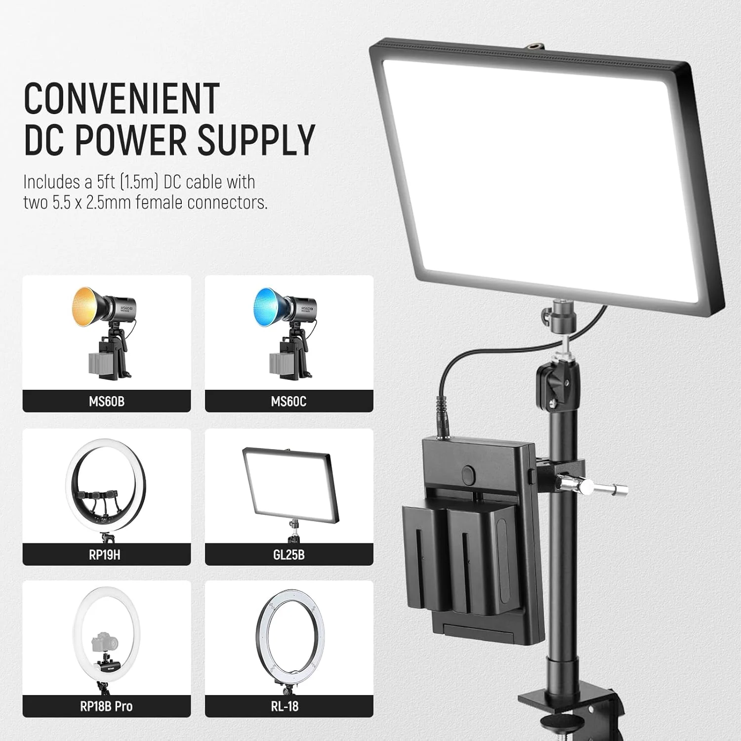 تبدیل باتری NP-F به V-Mount دو کاناله NEEWER برای نور ویدئویی LED با سوپر کلمپ و کابل DC، سازگار با باتری Sony NPF F970 F750، 60 وات تبدیل باتری NP-F به V-Mount دو کاناله NEEWER برای نور ویدئویی LED با سوپر کلمپ و کابل DC، سازگار با باتری Sony NPF F970 F750، 60 وات