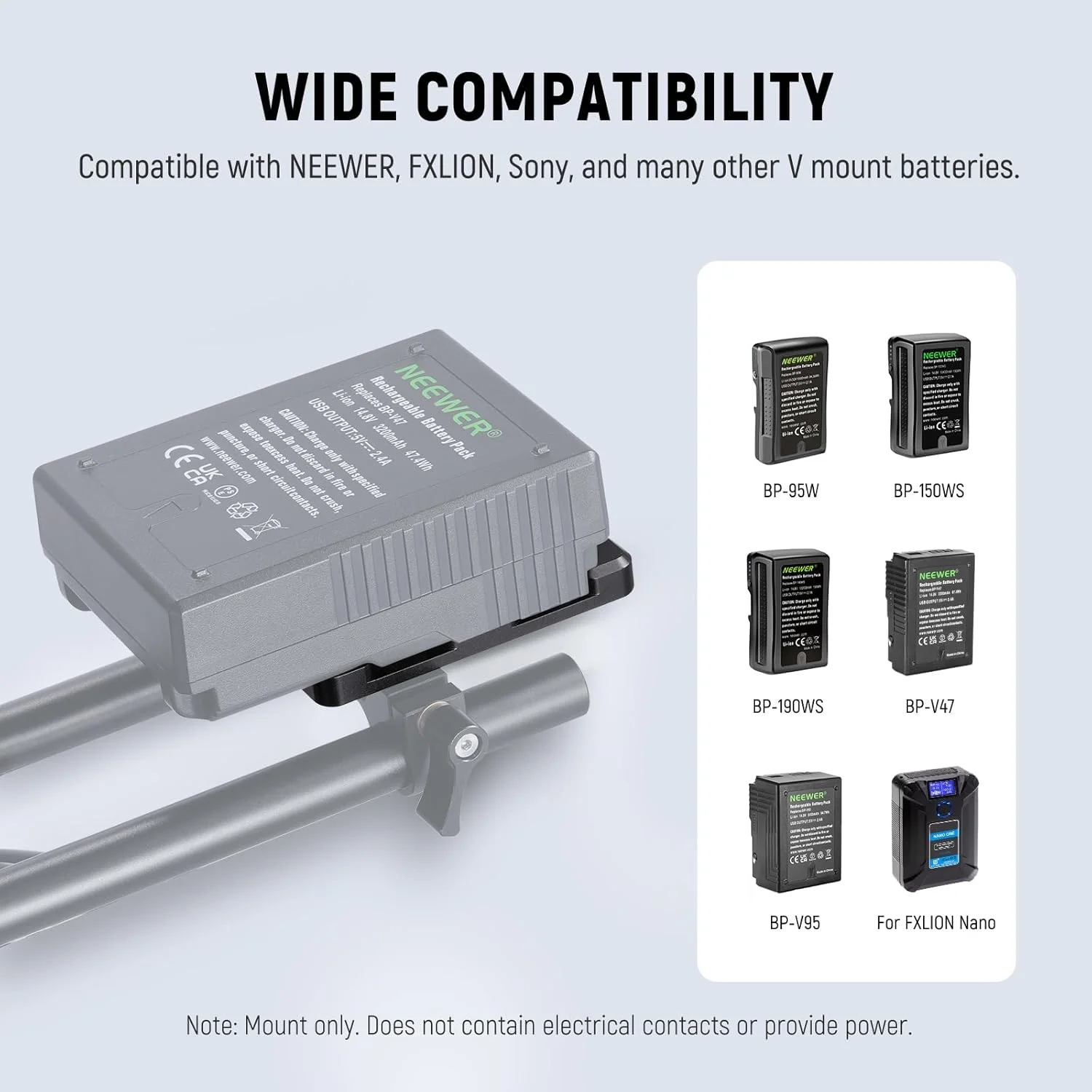 صفحه نگهدارنده باتری مینی V-Mount نیوئر با رزوه 1/4 اینچی و دکمه رهاسازی سریع، سازگار با باتری های FXLION Sony V-Mount و گیره های میله 15 میلی متری، PS005 صفحه نگهدارنده باتری مینی V-Mount نیوئر با رزوه 1/4 اینچی و دکمه رهاسازی سریع، سازگار با باتری های FXLION Sony V-Mount و گیره های میله 15 میلی متری، PS005