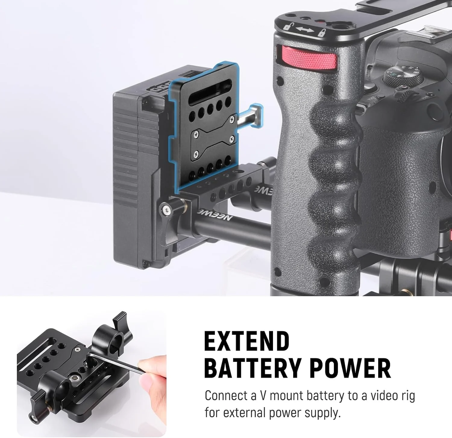 صفحه نگهدارنده باتری مینی V-Mount نیوئر با رزوه 1/4 اینچی و دکمه رهاسازی سریع، سازگار با باتری های FXLION Sony V-Mount و گیره های میله 15 میلی متری، PS005 صفحه نگهدارنده باتری مینی V-Mount نیوئر با رزوه 1/4 اینچی و دکمه رهاسازی سریع، سازگار با باتری های FXLION Sony V-Mount و گیره های میله 15 میلی متری، PS005