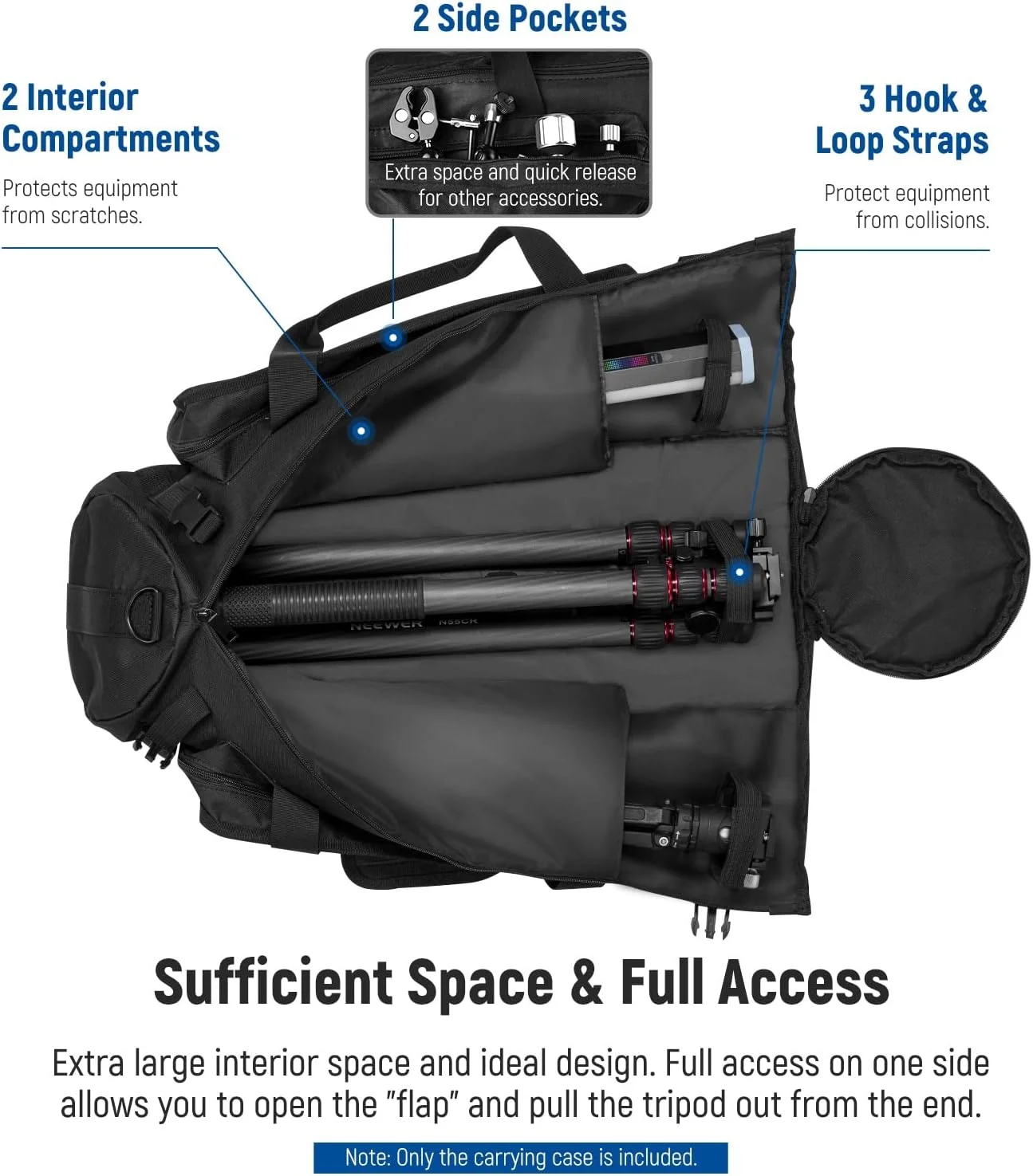 کیف حمل سه پایه NEEWER با طول 60 سانتی متر، کیف نایلونی ضد آب و مقاوم با دسته و بند شانه، کیف جمع و جور با زیپ سرتاسری، جیب بیرونی برای پایه نور/پایه بوم/سه پایه کیف حمل سه پایه NEEWER با طول 60 سانتی متر، کیف نایلونی ضد آب و مقاوم با دسته و بند شانه، کیف جمع و جور با زیپ سرتاسری، جیب بیرونی برای پایه نور/پایه بوم/سه پایه