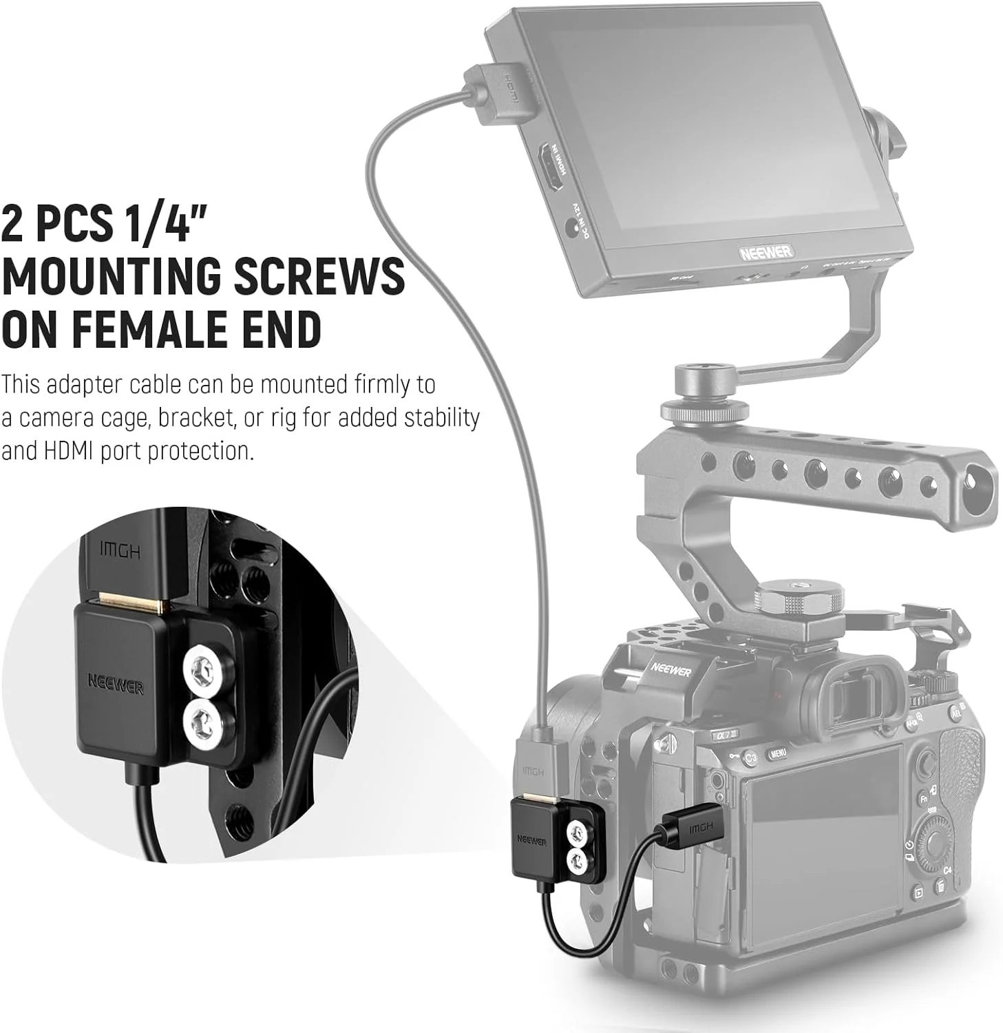 کابل تبدیل میکرو HDMI به HDMI نیوور 4K/60Hz، تبدیل D به A، کابل میکرو نری به HDMI مادگی به همراه دو پیچ 1/4 اینچی، سازگار با Sony A7R IV A7C ZV-1 ZV-E10 Canon M50 M50 II Fujifilm X-T2 X-T3-302 کابل تبدیل میکرو HDMI به HDMI نیوور 4K/60Hz، تبدیل D به A، کابل میکرو نری به HDMI مادگی به همراه دو پیچ 1/4 اینچی، سازگار با Sony A7R IV A7C ZV-1 ZV-E10 Canon M50 M50 II Fujifilm X-T2 X-T3-302