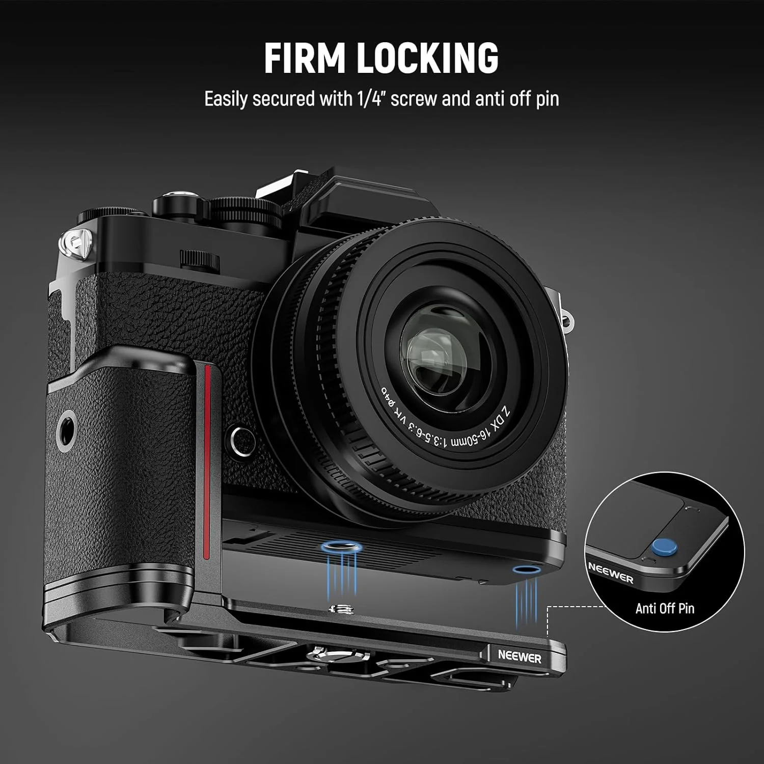 دسته L شکل NEEWER CA076 Zfc برای Nikon Z fc، پایه نصب دوربین فوق العاده نازک و متناسب با سبک یکپارچهسازی با سیستم عامل با دسته / دکمه شاتر برنجی، سازگار با سه پایه Arca Swiss، مشکی دسته L شکل NEEWER CA076 Zfc برای Nikon Z fc، پایه نصب دوربین فوق العاده نازک و متناسب با سبک یکپارچهسازی با سیستم عامل با دسته / دکمه شاتر برنجی، سازگار با سه پایه Arca Swiss، مشکی