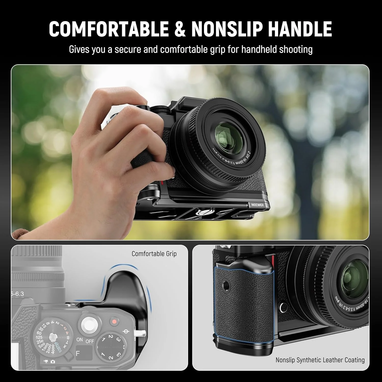 دسته L شکل NEEWER CA076 Zfc برای Nikon Z fc، پایه نصب دوربین فوق العاده نازک و متناسب با سبک یکپارچهسازی با سیستم عامل با دسته / دکمه شاتر برنجی، سازگار با سه پایه Arca Swiss، مشکی دسته L شکل NEEWER CA076 Zfc برای Nikon Z fc، پایه نصب دوربین فوق العاده نازک و متناسب با سبک یکپارچهسازی با سیستم عامل با دسته / دکمه شاتر برنجی، سازگار با سه پایه Arca Swiss، مشکی