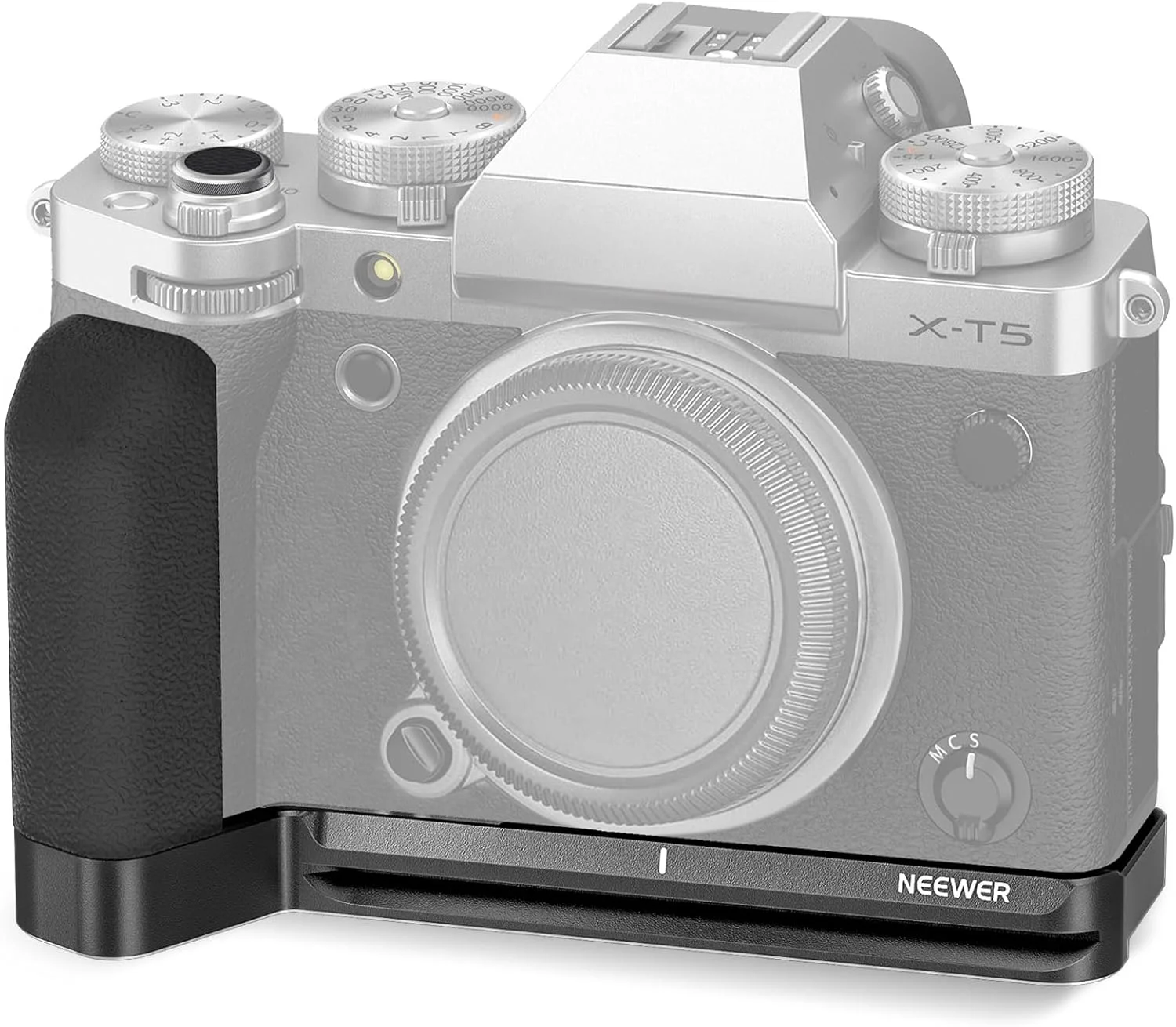 نگهدارنده دستی L شکل NEEWER X-T5 سازگار با فوجی فیلم، صفحه فلزی L با دستگیره سیلیکونی، دکمه شاتر، پیچ ضد چرخش 1/4 اینچی، رزوه های 3/8 اینچی و 1/4 اینچی، پایه Arca سازگار با لوازم جانبی SmallRig، CA014G