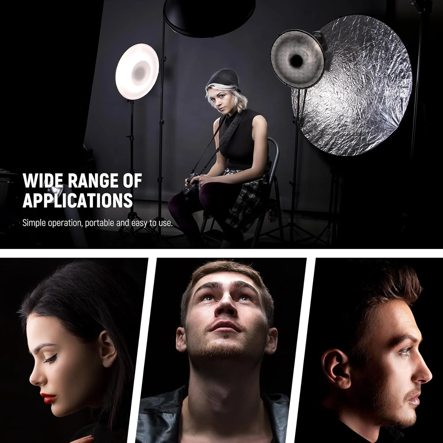 کیت کاسه نور 30 سانتی‌متری فلزی با مانت بوئنز NEEWER به همراه دیفیوزر جورابی سفید و گرید شانه‌ای، مناسب برای فلاش استروب و نور ویدئویی سازگار با Godox AD600 NEEWER CB60 Q4 Vision 4 S101 Series, LD30