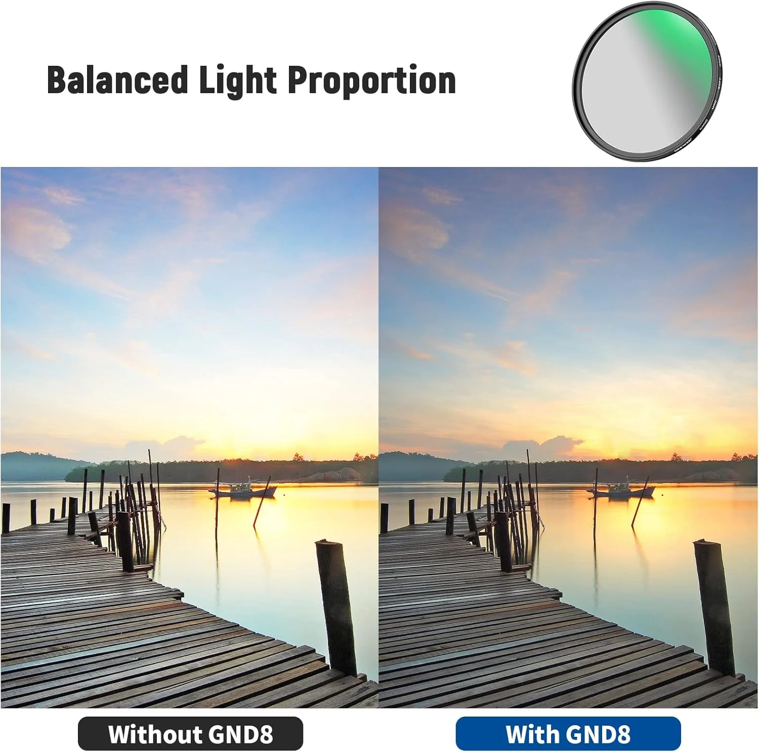 فیلتر لنز کاهنده تدریجی نور NEEWER 62mm HD Soft GND8 با پوشش نانو 30 لایه، مقاوم در برابر آب، ضد خش و ضد انعکاس