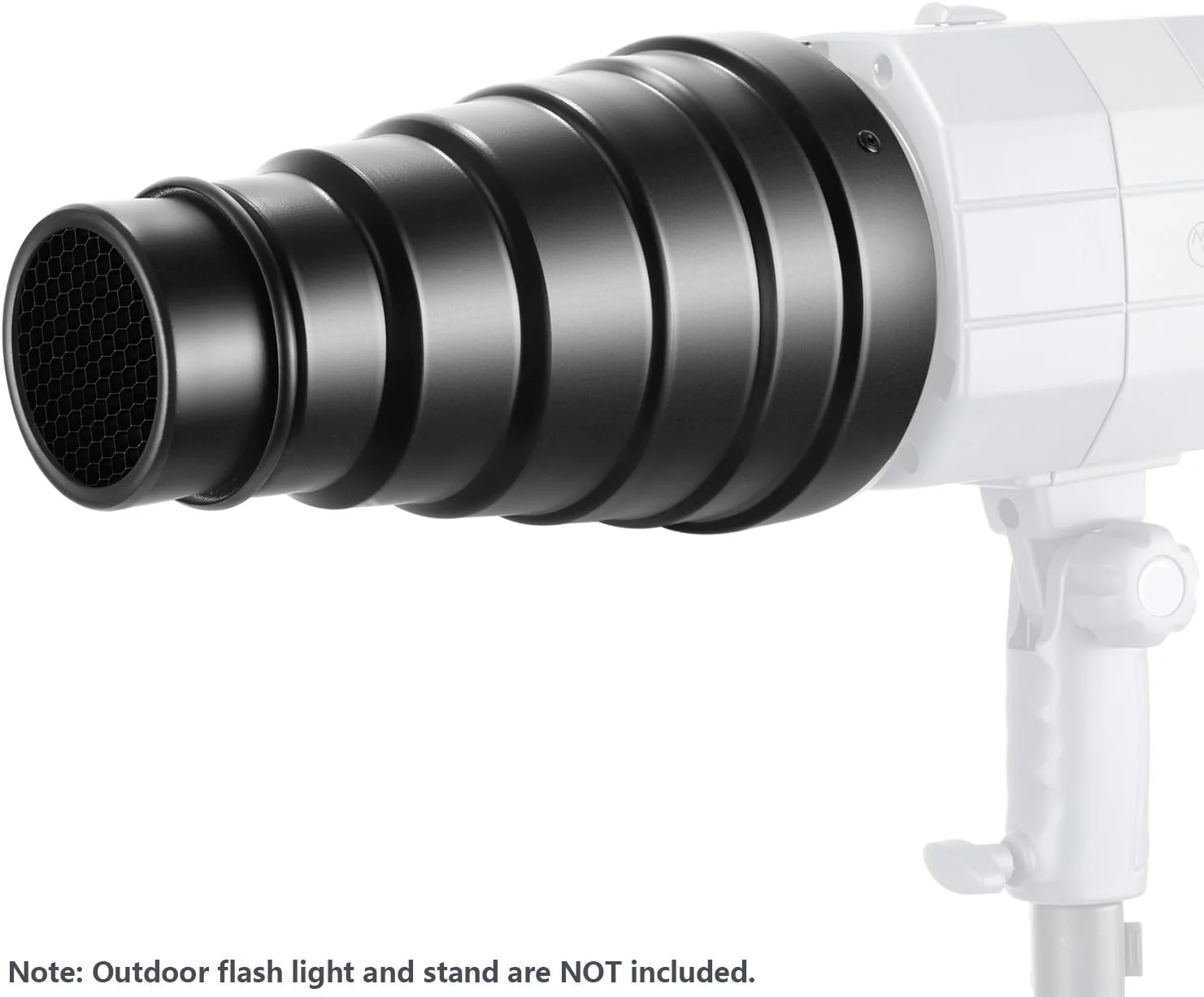 کیت اسنوت مخروطی آلیاژ آلومینیوم Neewer سایز متوسط با گرید لانه زنبوری و 5 فیلتر ژل رنگی برای استودیو، نور تک استروب عکاسی، فلاش، بوئنز، مانت (22 سانتی متر)