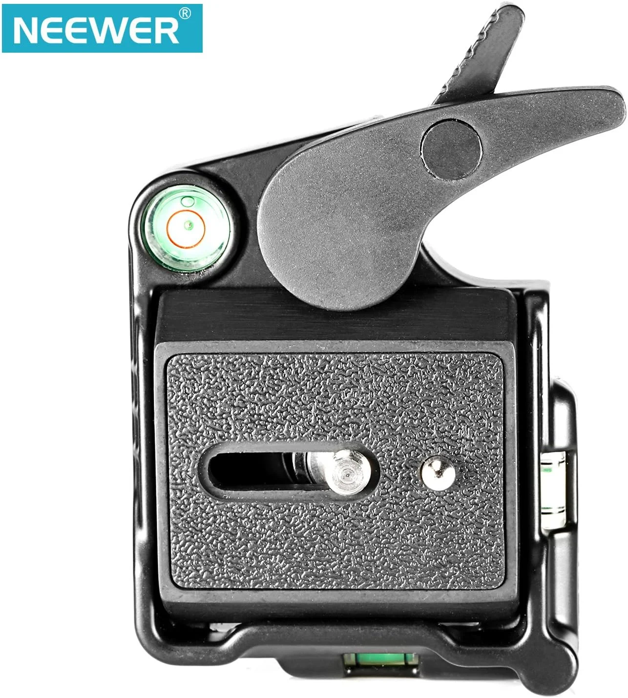 آداپتور صفحه رهاسازی سریع آلیاژ آلومینیوم مشکی Neewer® با پیچ 1/4 اینچ - 3/8 اینچ و تراز حبابی برای سه پایه دوربین DSLR، تک پایه، تثبیت کننده، سر توپی