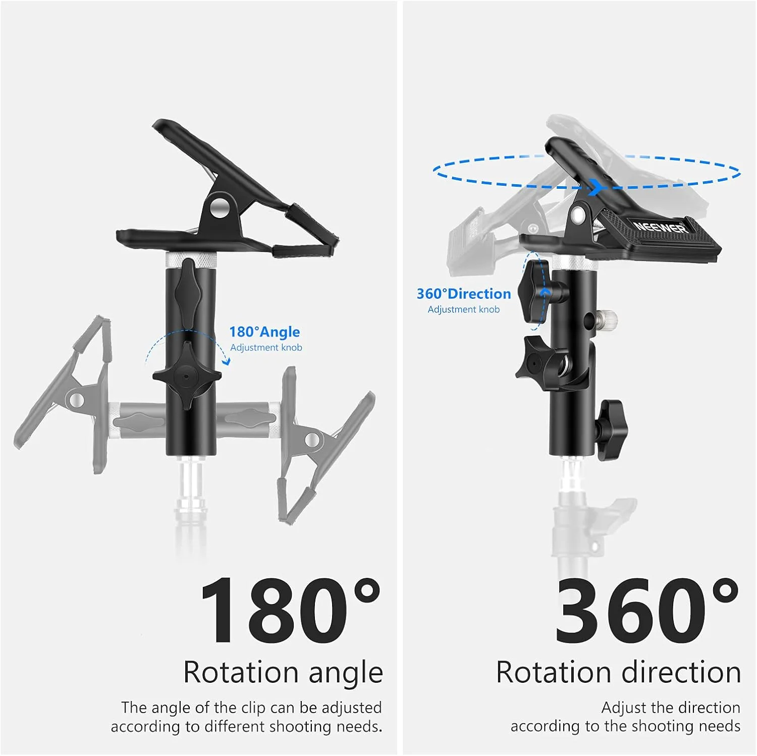 گیره نگهدارنده فلزی مقاوم استودیویی Neewer مدل 90089939، بسته 3 عددی، با اتصال سه پایه نور 5/8 اینچی برای بازتابنده