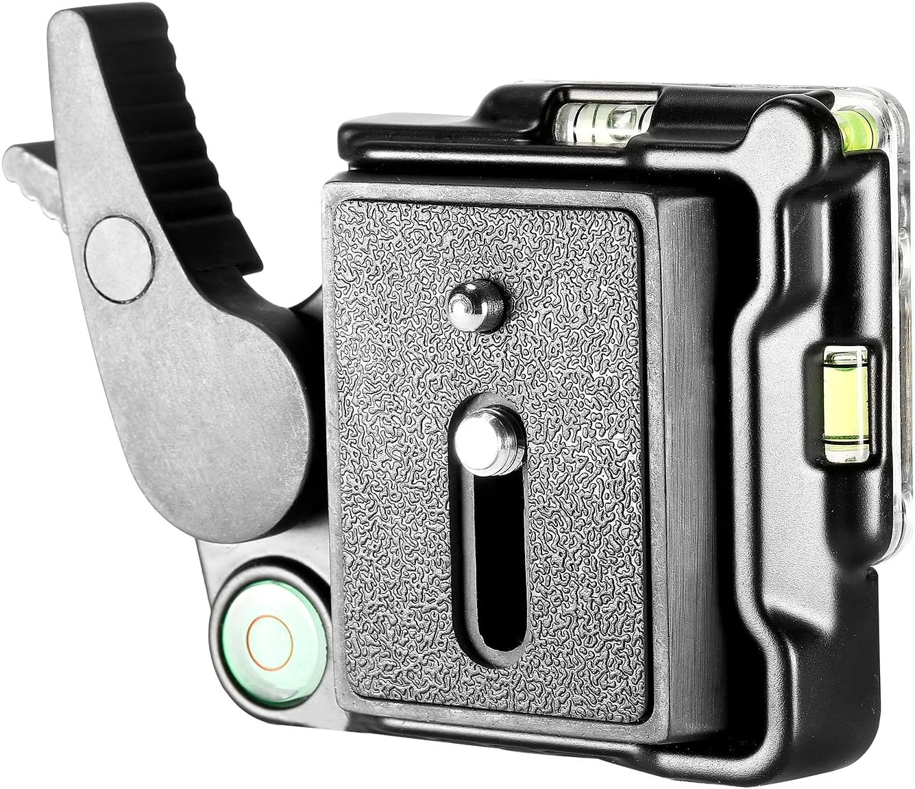 آداپتور صفحه رهاسازی سریع آلیاژ آلومینیوم مشکی Neewer® با پیچ 1/4 اینچ - 3/8 اینچ و تراز حبابی برای سه پایه دوربین DSLR، تک پایه، تثبیت کننده، سر توپی