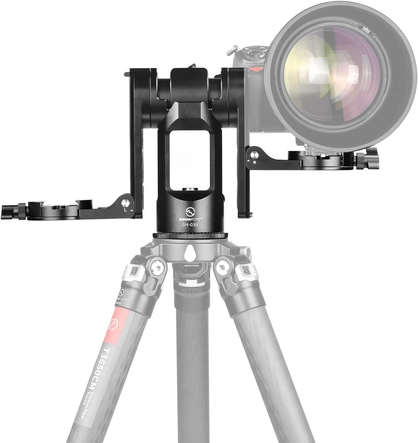 هد گیمبال استریو SUNWAYFOTO GH-03II با 2 گیره سازگار با Arca برای دوربین دوقلو
