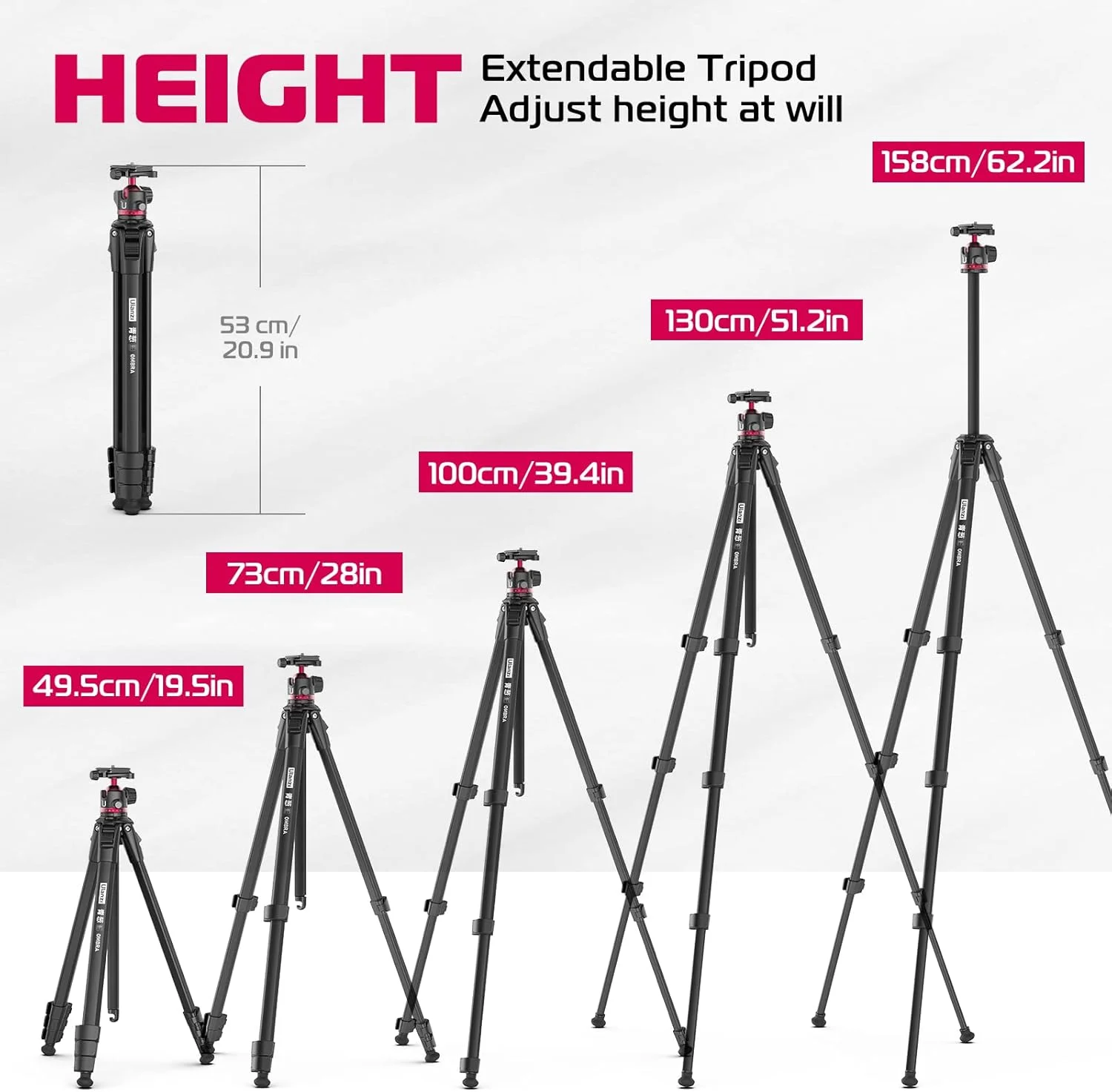 سه پایه مسافرتی عکاسی Ulanzi MT-55 Ombra برای دوربین های بدون آینه DSLR و تلفن های هوشمند | آلیاژ آلومینیوم | هد توپی صفحه Arca Swiss | پایه تلفن | 1.1 کیلوگرم - 158 سانتی متر