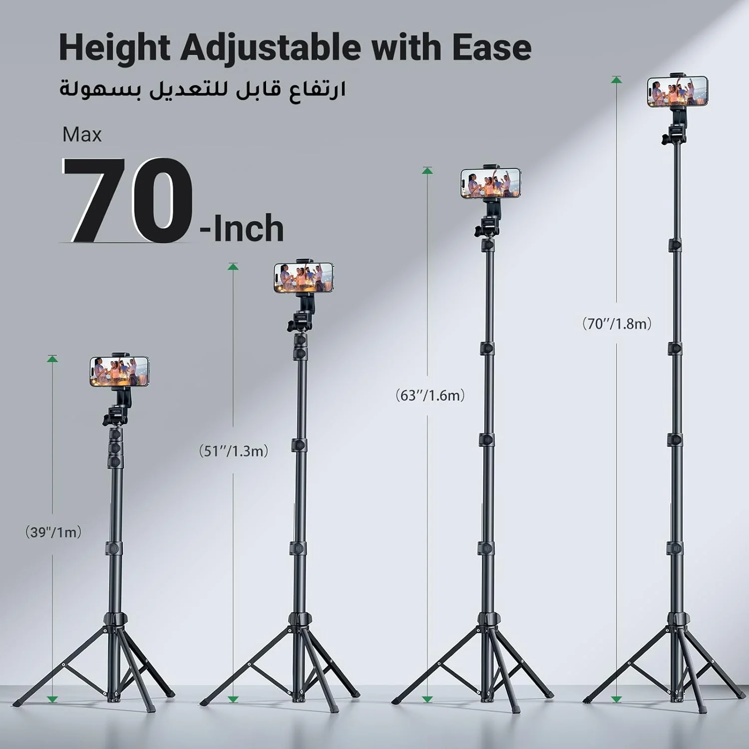 پایه نگهدارنده گوشی UGREEN مدل 170cm به همراه ریموت کنترل بلوتوثی، پایه عکاسی همه کاره، 100% فلز آلومینیوم، تاشو، سبک وزن، سه پایه مناسب برای همه گوشی های هوشمند، دوربین های GO Pro و دوربین های دیجیتال پایه نگهدارنده گوشی UGREEN مدل 170cm به همراه ریموت کنترل بلوتوثی، پایه عکاسی همه کاره، 100% فلز آلومینیوم، تاشو، سبک وزن، سه پایه مناسب برای همه گوشی های هوشمند، دوربین های GO Pro و دوربین های دیجیتال