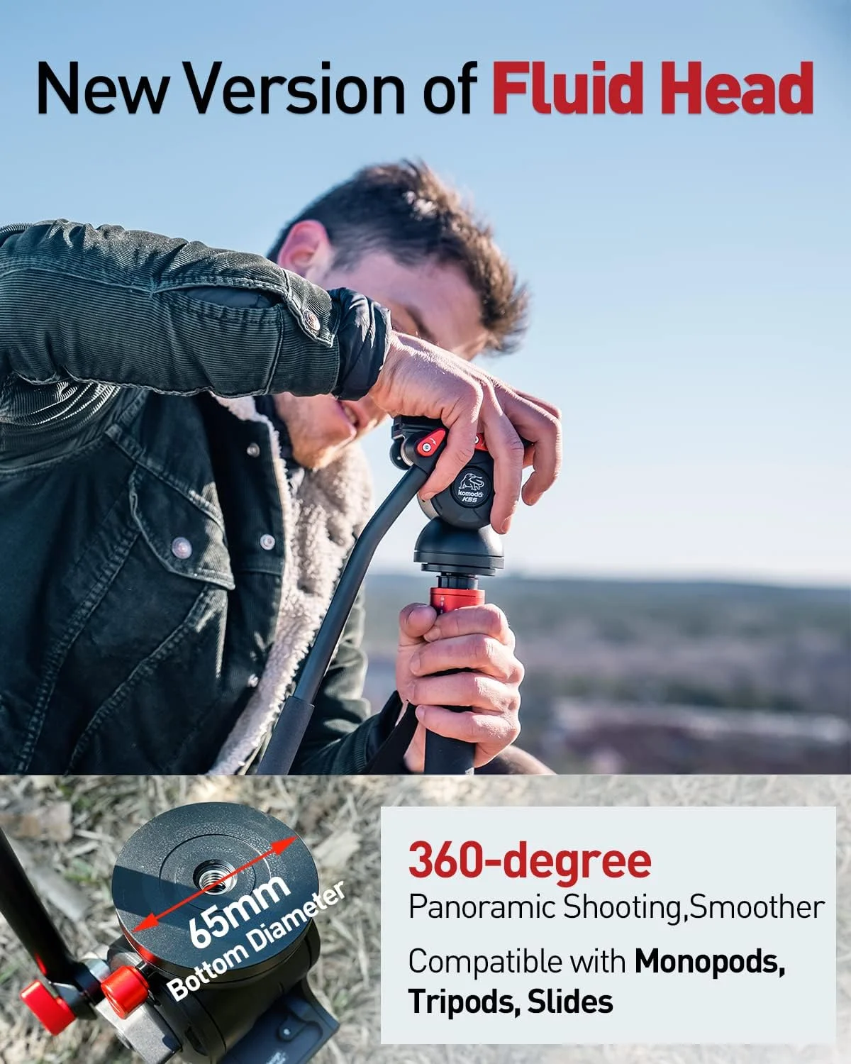 IFOOTAGE Komodo K5S هد سه پایه، هد سیال دوربین آلومینیومی با حرکت افقی، برای DSLR، دوربین فیلمبرداری، تک پایه و سه پایه، پانورامای 360 درجه، سبک وزن، صفحه سریع دوربین، حداکثر ظرفیت بار 8 کیلوگرم IFOOTAGE Komodo K5S هد سه پایه، هد سیال دوربین آلومینیومی با حرکت افقی، برای DSLR، دوربین فیلمبرداری، تک پایه و سه پایه، پانورامای 360 درجه، سبک وزن، صفحه سریع دوربین، حداکثر ظرفیت بار 8 کیلوگرم