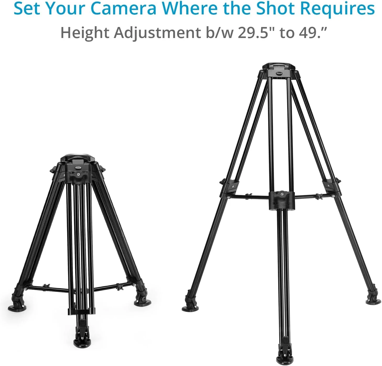 پایه سه پایه کاسه ای 100 میلی متری Proaim با کفشک های لاستیکی. ظرفیت بار تا 80 کیلوگرم برای دوربین های DSLR، اسلایدر، هد سیال و جرثقیل بازویی (P-TP-100-B)