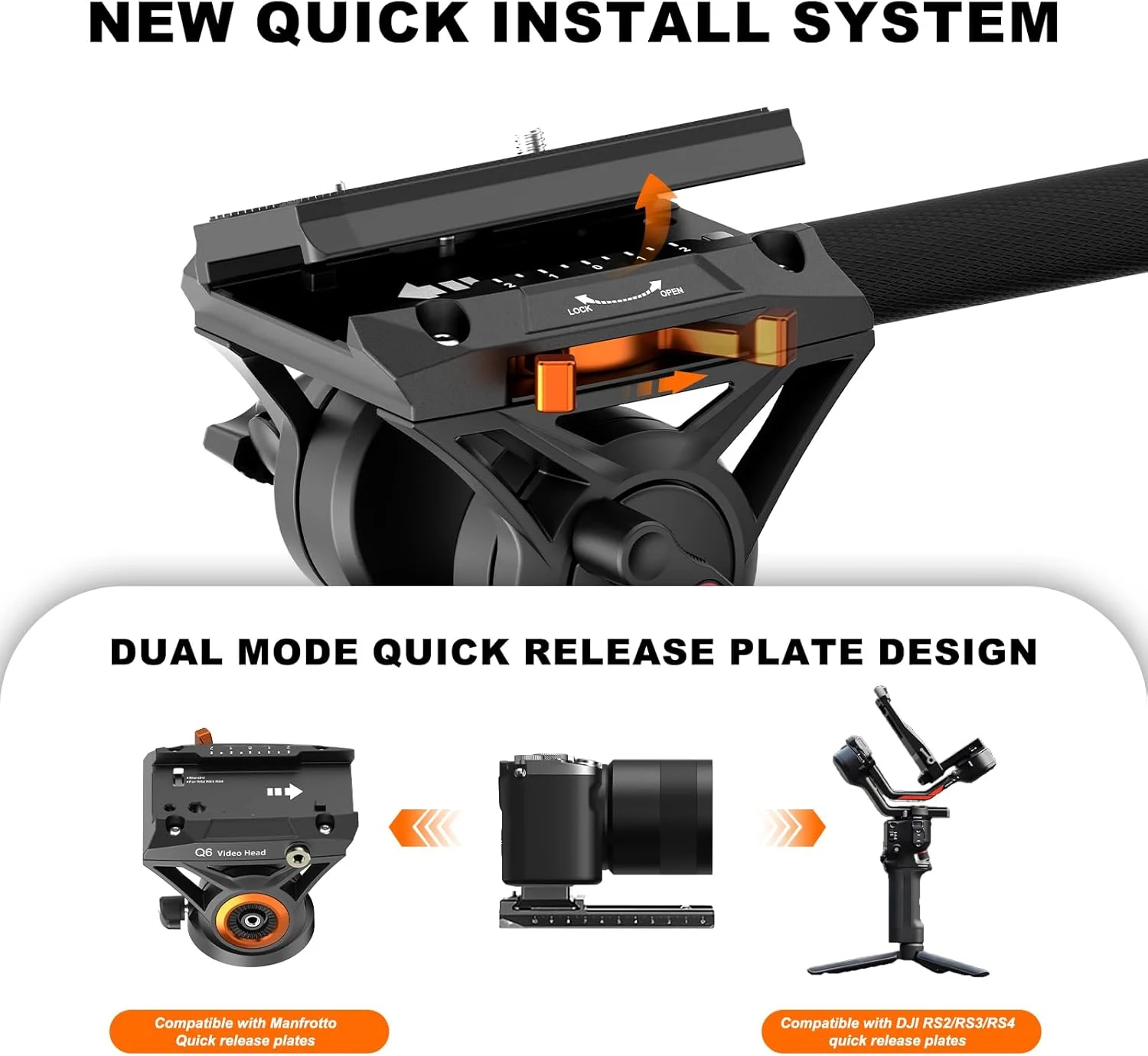 تک پایه با پایه، تک پایه سه پایه دوربین حرفه ای 73.2 اینچی، با هد سیال Q6 جدید برای DJI RS4 Manfrotto، تک پایه ویدیویی مسافرتی آلومینیومی قابل حمل با پایه سه پایه جداشدنی، حداکثر بار 10 کیلوگرم