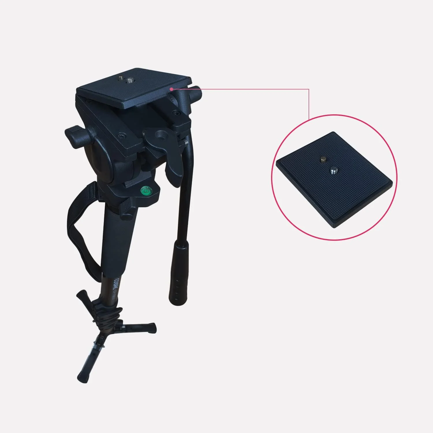 تک پایه فیلمبرداری حرفه ای CP-VM10 با حداکثر ارتفاع 178 سانتی متر، هد مایع پن تیلت، بند مچی و کیف حمل برای دوربین های فیلمبرداری DSLR