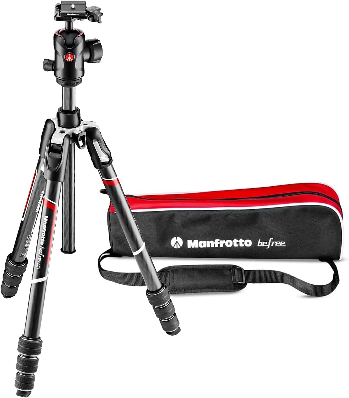 کیت سه پایه دوربین Manfrotto Mkbfrtc4Gt-Bh Befree Advanced Gt، سه پایه مسافرتی با هد روان، جمع و جور و حرفه ای کربنی برای دوربین های DSLR، رفلکس، بدون آینه، لوازم جانبی عکاسی
