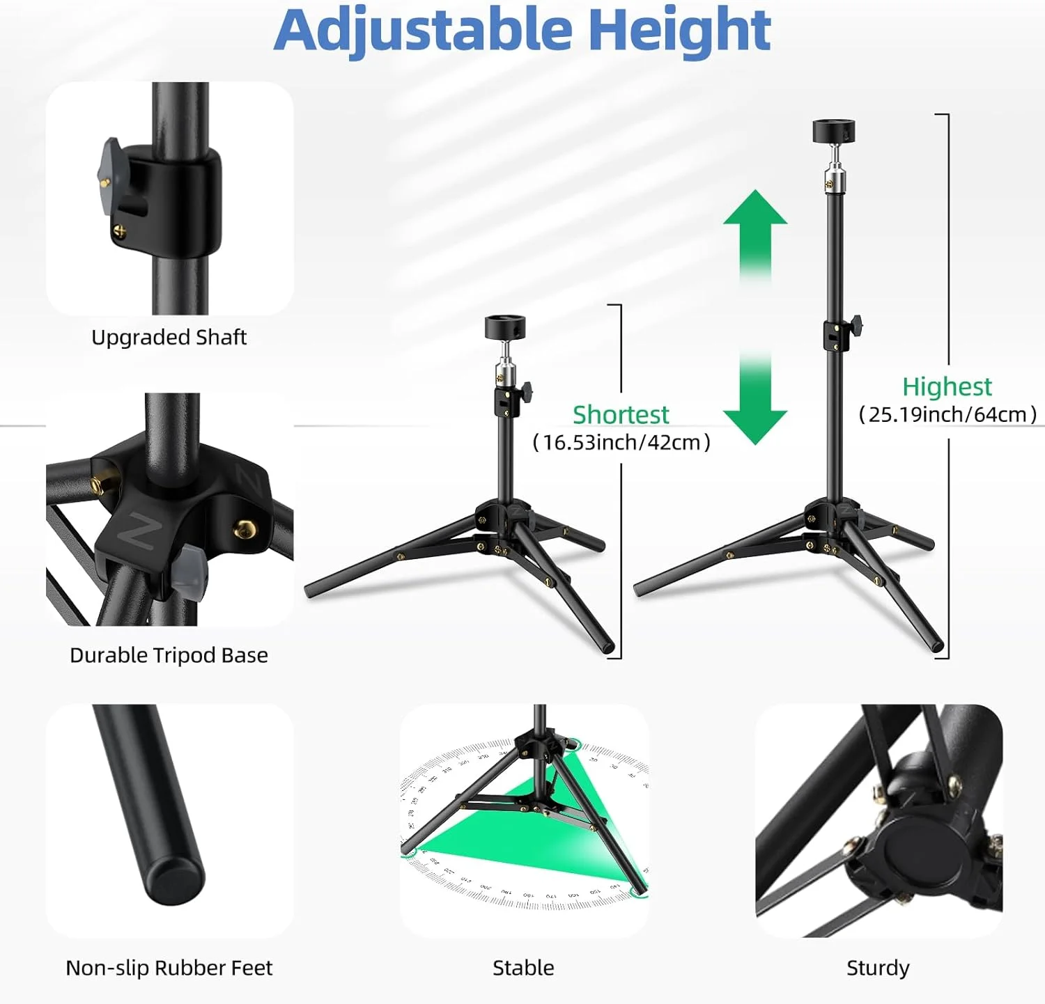 سه پایه کوچک استارلینک با آداپتور (مناسب نسخه های جدید و قدیمی 2025)، پایه سه پایه قابل تنظیم برای دیش کوچک استارلینک، کیت نصب پایه قابل حمل برای لوازم جانبی کوچک استار لینک برای کمپینگ در فضای باز، RV