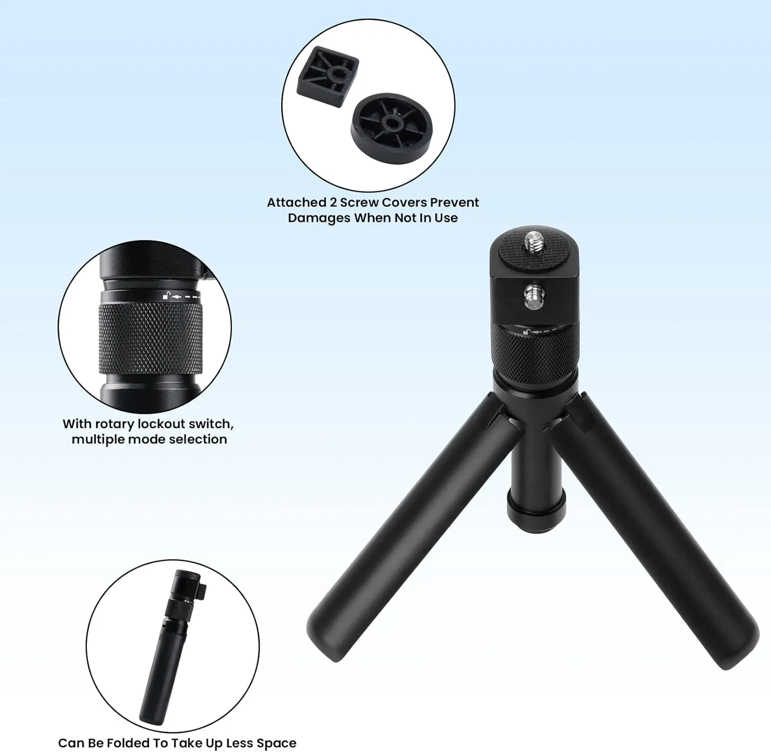 سه پایه تاشو چند منظوره مناسب برای Insta360 X4 X3, ONE RS, GO 2, ONE X2, ONE R, ONE X و GoPro Hero 11 10 9 5 4 3 (سه پایه کوچک)