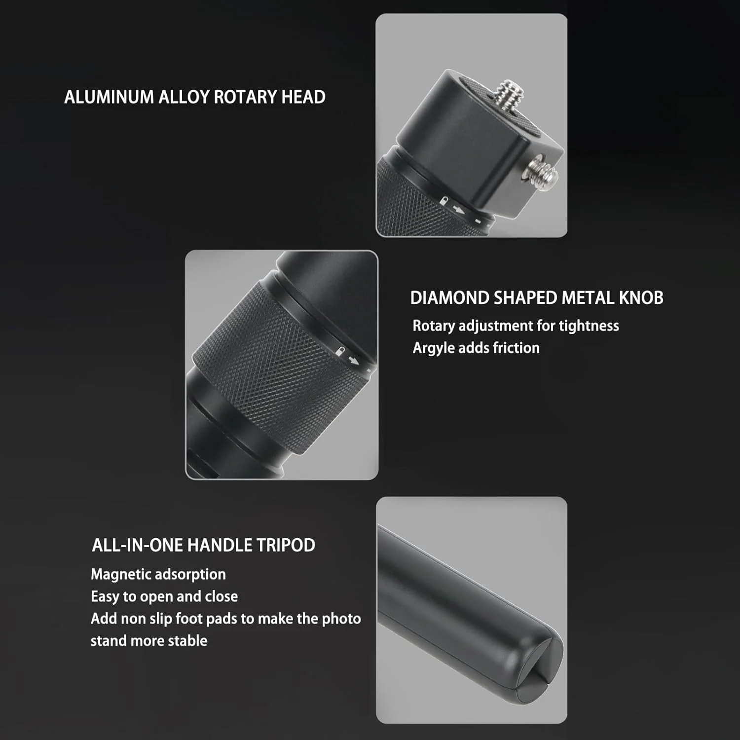 سه پایه تاشو رومیزی چند منظوره eWINNER سازگار با insta360 X5 X4/ONE X3/ONE X2/ONE R/ONE X/ONE RS GO 3s GO 2 Ace Pro2 EVO و سایر دوربین های ورزشی