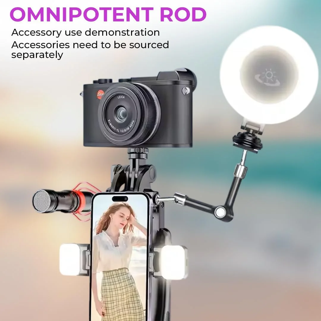 پایه سلفی و سه پایه چند منظوره با ریموت کنترل بی‌سیم – پایه نگهدارنده سبک و پایدار تلفن همراه برای سلفی، ولاگ و پخش زنده – سازگار با تلفن‌های هوشمند iOS و Android