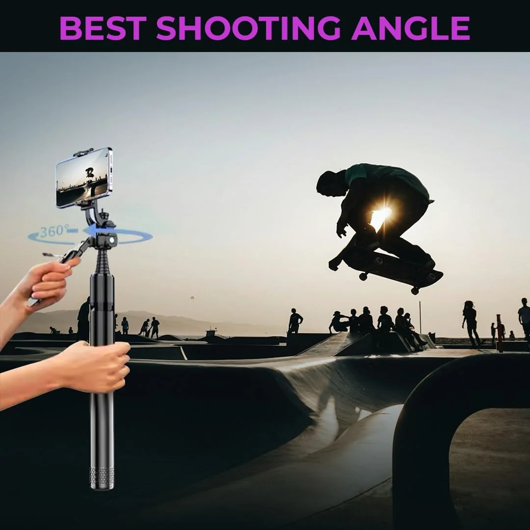 پایه سلفی و سه پایه چند منظوره با ریموت کنترل بی‌سیم – پایه نگهدارنده سبک و پایدار تلفن همراه برای سلفی، ولاگ و پخش زنده – سازگار با تلفن‌های هوشمند iOS و Android