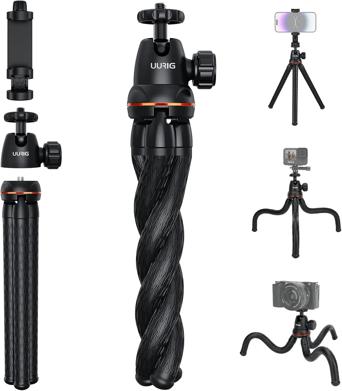 سه پایه دوربین UURig مدل VRIG Select، پایه سه پایه دوربین سلفی استیک تلفن قابل افزایش 52 اینچی (A0036)