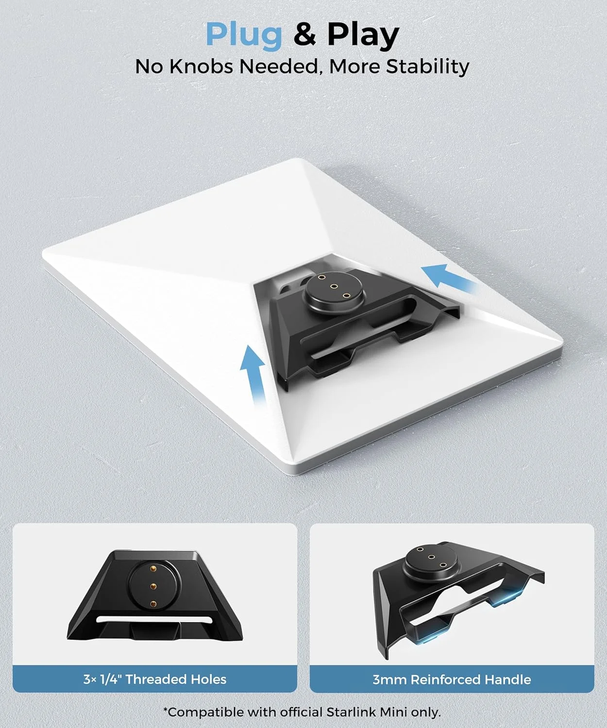 کیت سه پایه مینی استارلینک Accecraft با قابلیت تنظیم در 4 ارتفاع و زاویه 360 درجه، پایه آداپتور لوازم جانبی، نصب فوق العاده قابل حمل سازگار با ملزومات سفر RV، سفر جاده ای، کمپینگ