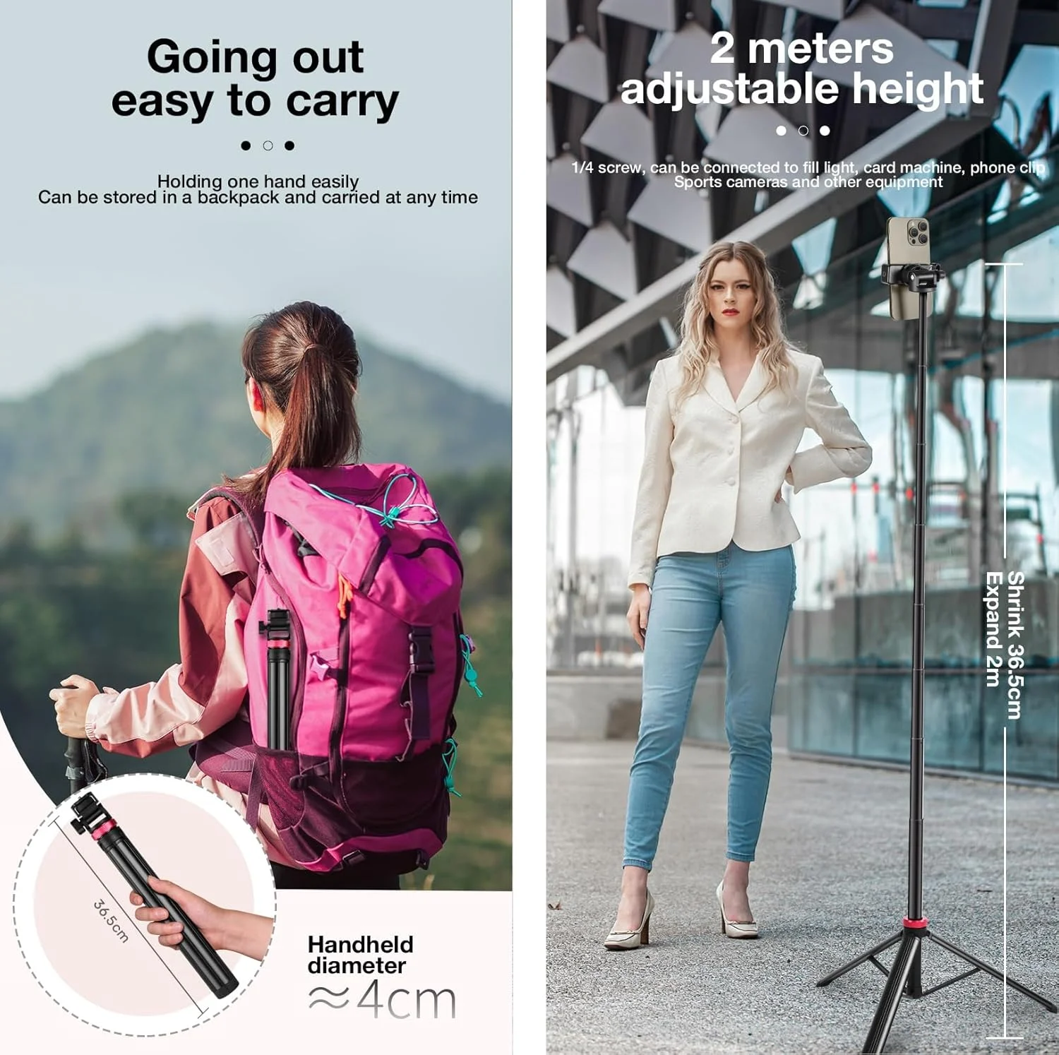 پایه نگهدارنده سه پایه زمینی 81 اینچی Osmo-Mobile برای DJI Osmo Mobile SE 7P 7 6 5 4 / Osmo-Pocket 3 2 1 / Osmo Action 5 pro 4 3 2 1