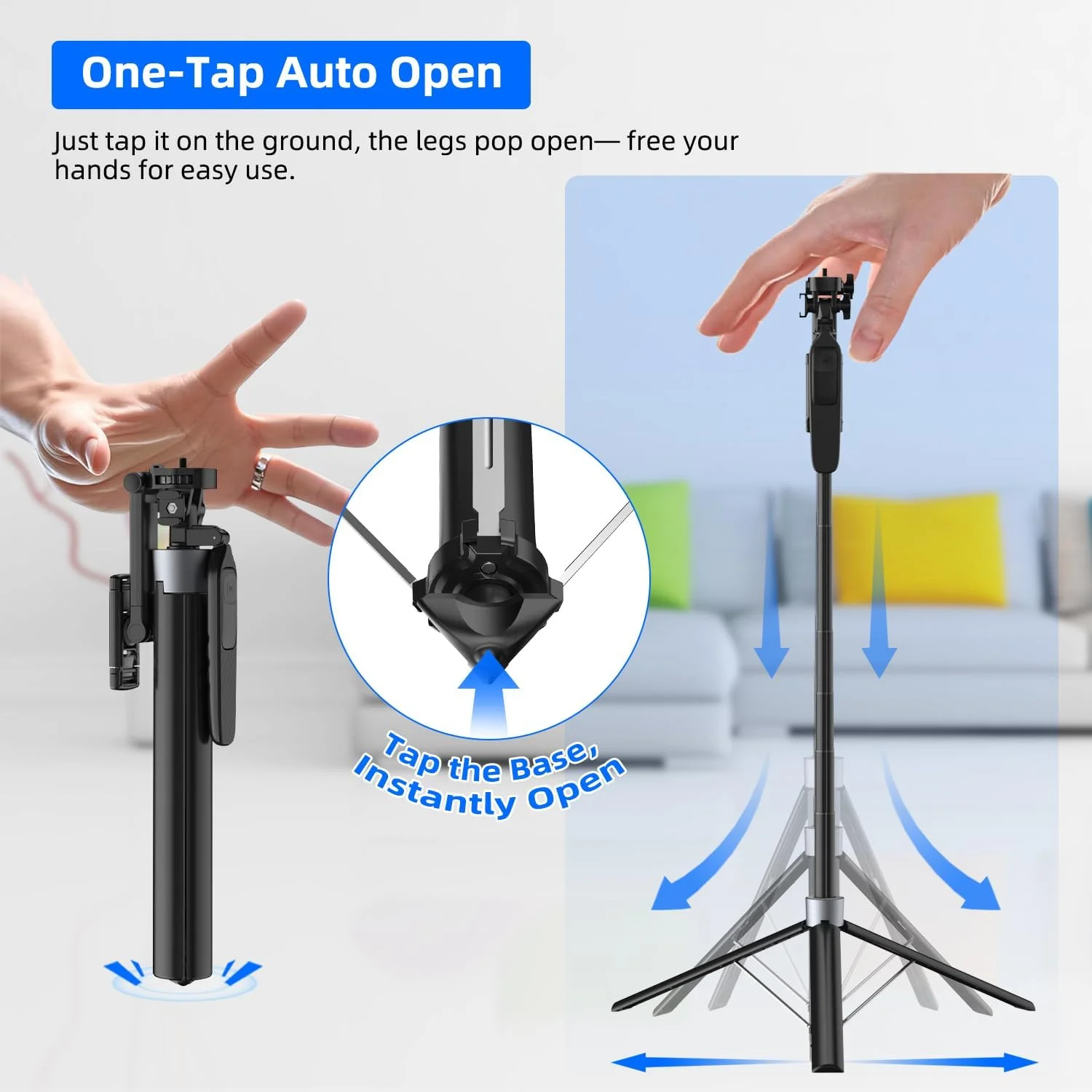 مونوپاد سه پایه سلفی اتوماتیک 71 اینچی با دسته چرخان 360 درجه و پیچ 1/4 اینچی برای دوربین و نگهدارنده انعطاف پذیر، پایه سلفی آلومینیومی سنگین و پایدار فوق العاده بلند برای وبلاگ نویسی و مسافرت با موبایل (مشکی)