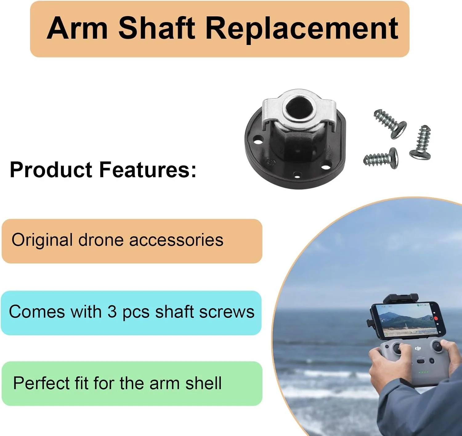 محور بازوی عقب مینی 2، قطعات یدکی شفت بازوی DJI Mini 2 SE، قطعات تعمیر لولای بازوی عقب با 3 عدد پیچ شفت برای لوازم جانبی پهپاد DJI Mavic Mini/Mini 4K