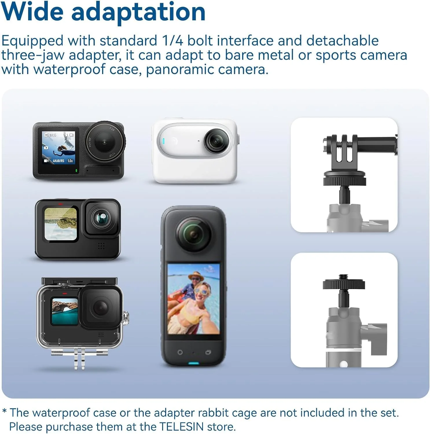 مونوپاد ضد آب 360 درجه با بند دستی، میله اکستنشن غواصی زیر آب، میله مونوپاد برای GoPro Hero 12 11 10 9 8 7 6 Go Pro Max Mini Insta360 X3 GO3 DJI Action 3 4 لوازم جانبی